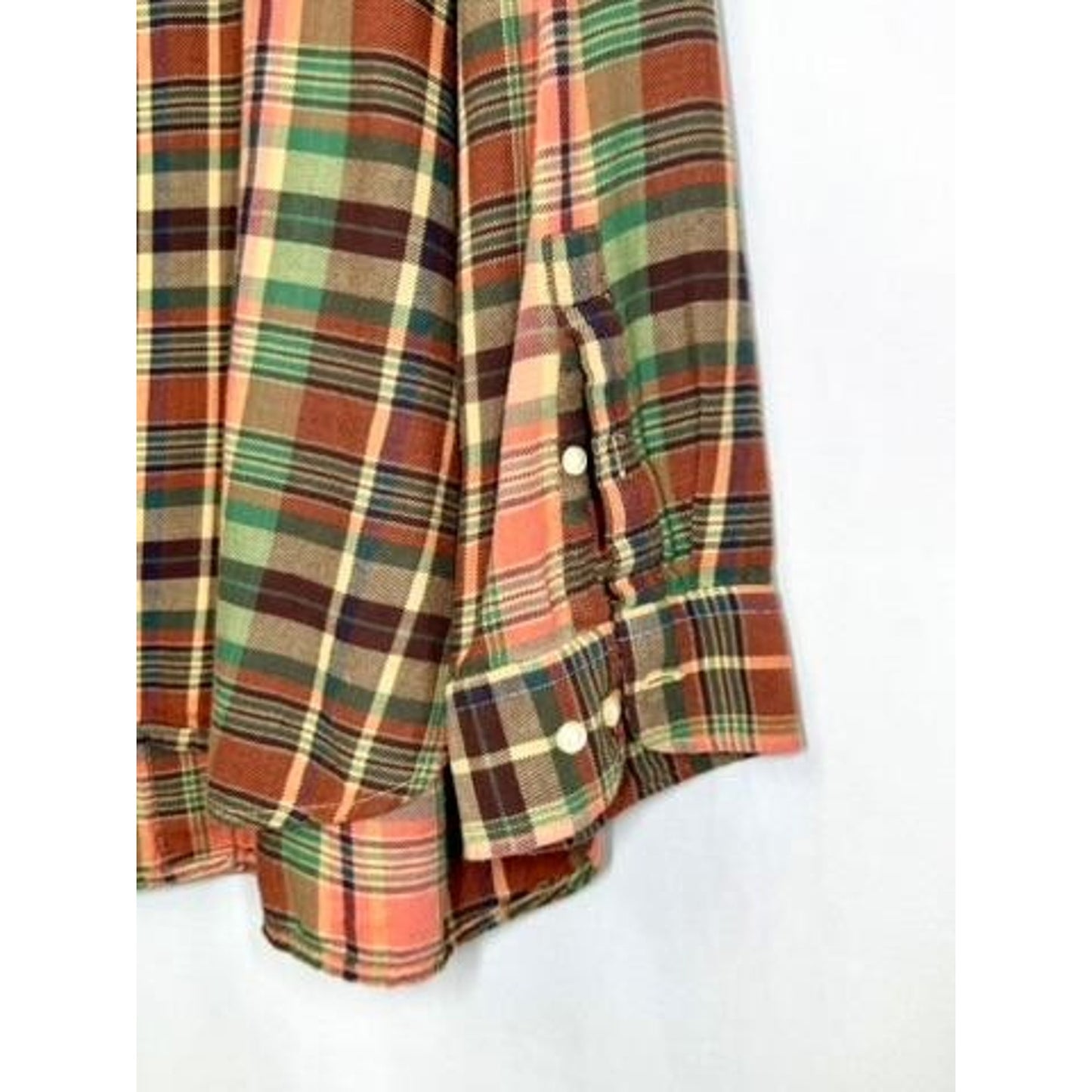 Lauren Ralph Lauren Plaid Flannel Shirt Womens 3X Orange Green Button Up LRL