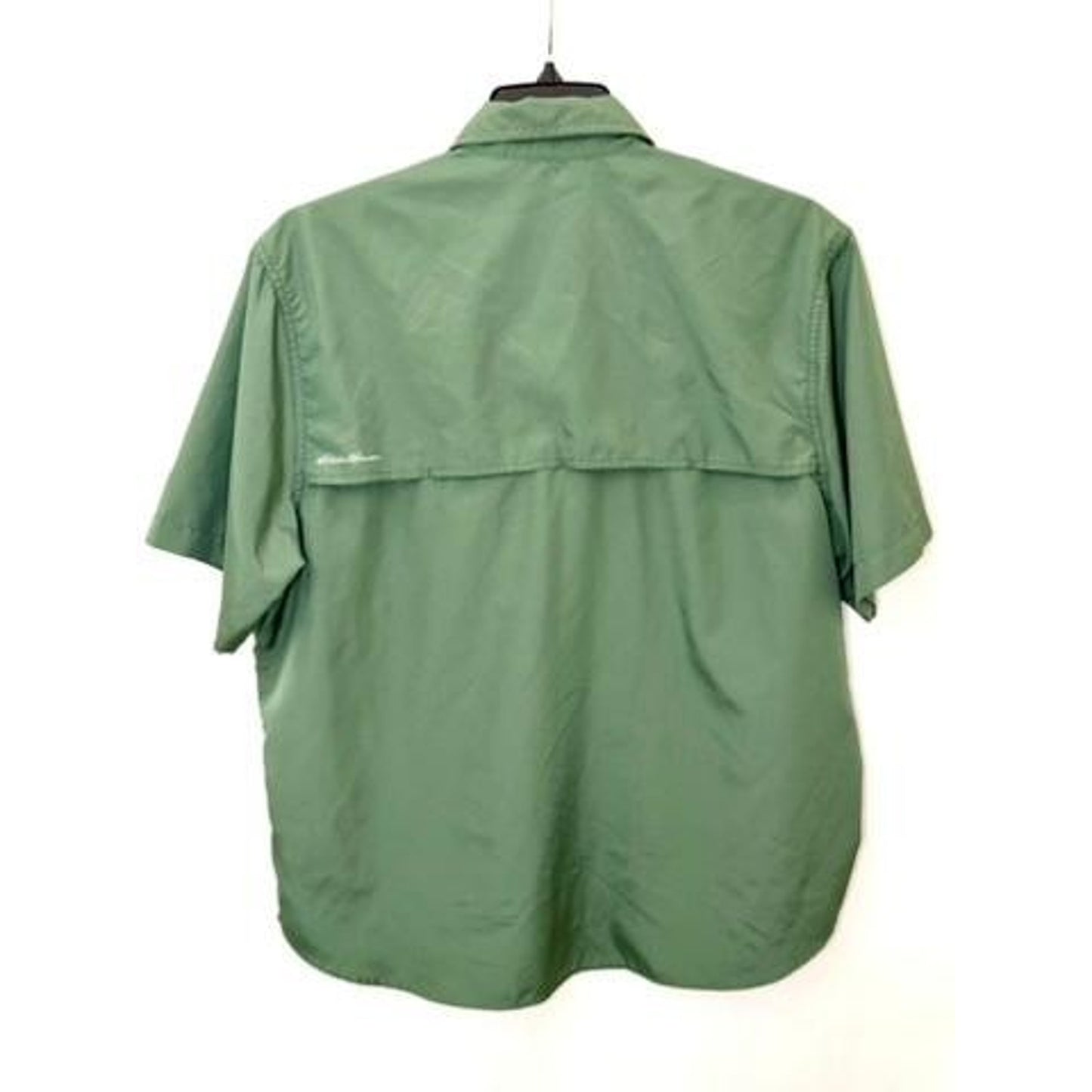 Eddie Bauer Fishing Shirt Mens XL Green Short Sleeve Button Up Ventilated Mesh