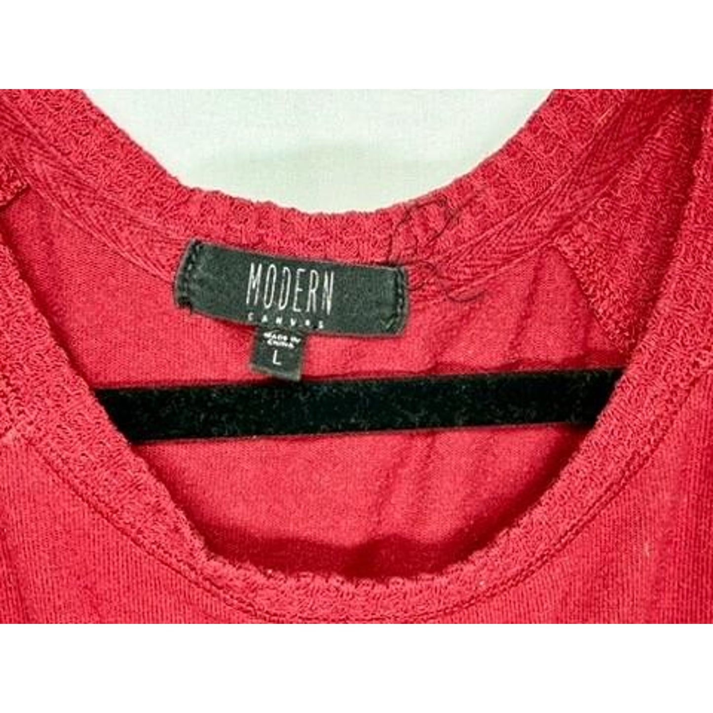 Modern Canvas Autumn Leaves Pumpkins Please Top Womens Large Red 3/4 Sleeve