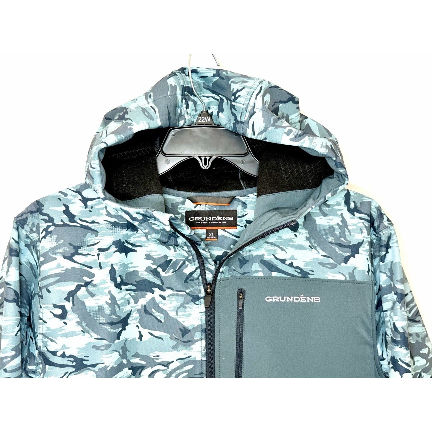 Grundéns Bulkhead Tech Fleece Jacket Mens Size XL Camo Hooded Fishing
