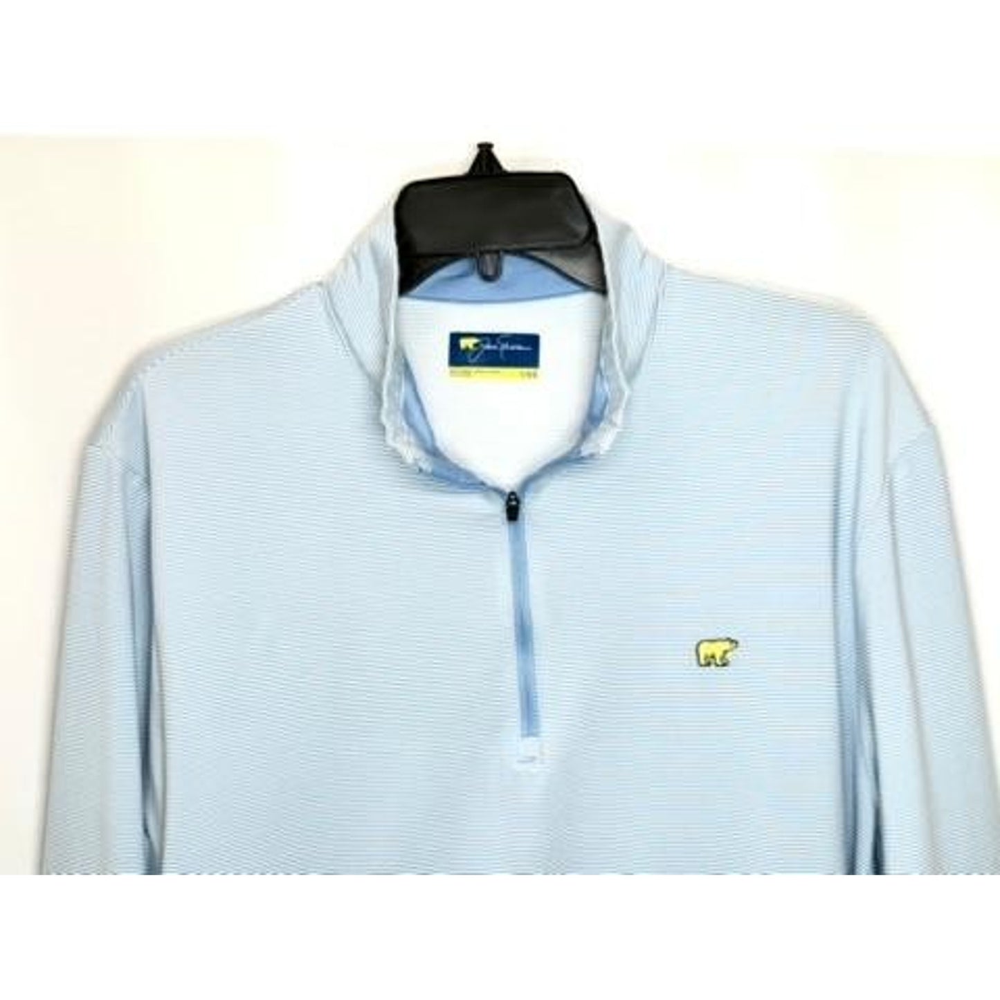 Jack Nicklaus Golf Pullover Mens Large Blue White Striped 1/4 Zip Long Sleeve