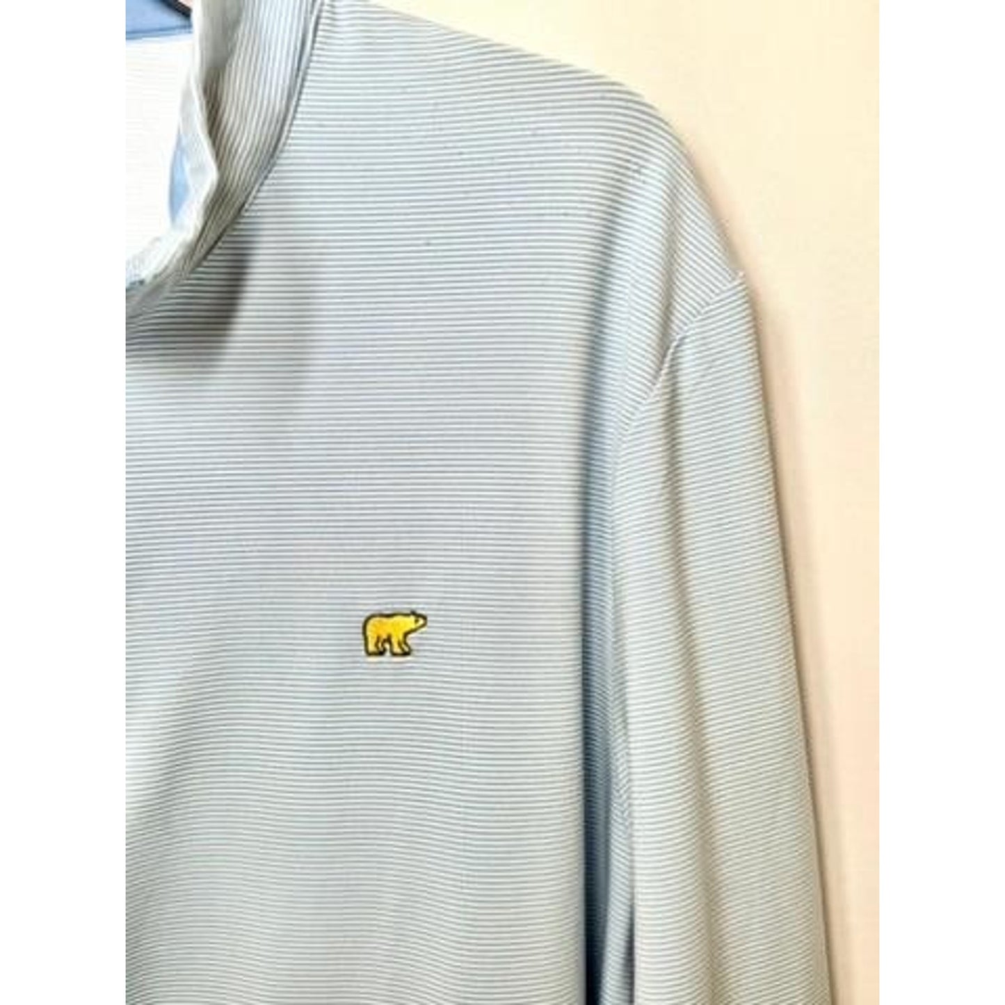 Jack Nicklaus Golf Pullover Mens Large Blue White Striped 1/4 Zip Long Sleeve