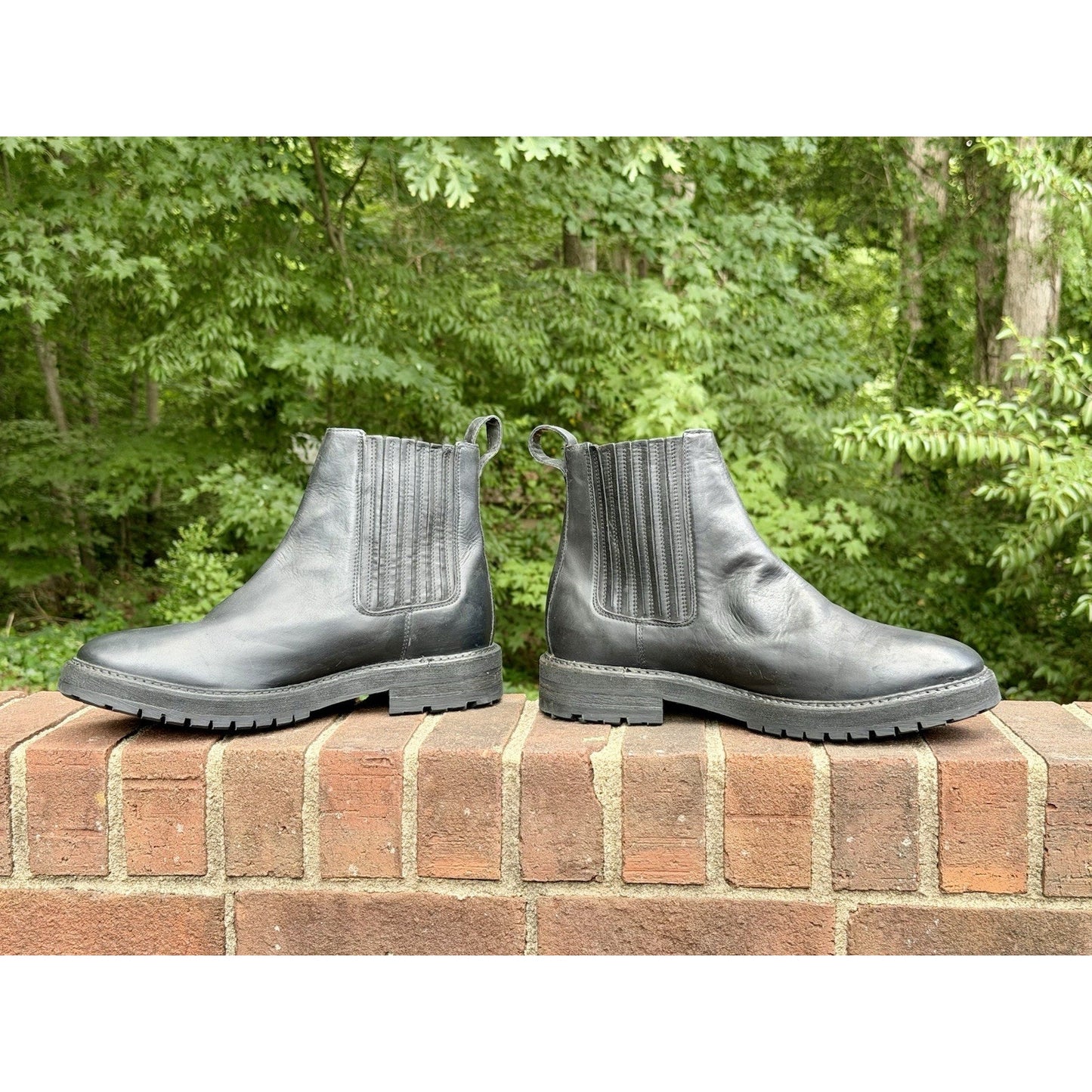 AllSaints Bloom Men's Chelsea Boots Washed Black Leather Lug Sole Size 46 US 13