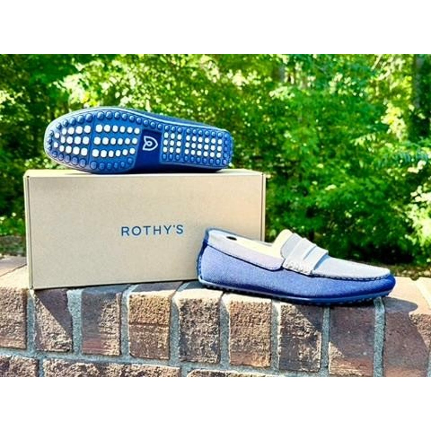 Rothys The Driving Loafer Amalfi Blue Slip On Shoes Mens Size 7.5 NIB