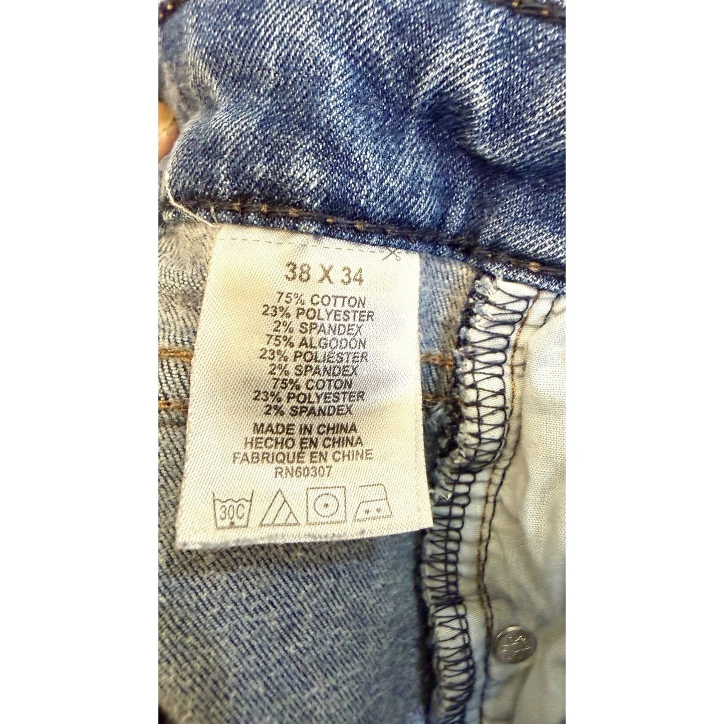 UB Tech Jeans Mens Travel Explore Discover Straight Stretch Denim Blue 38x32