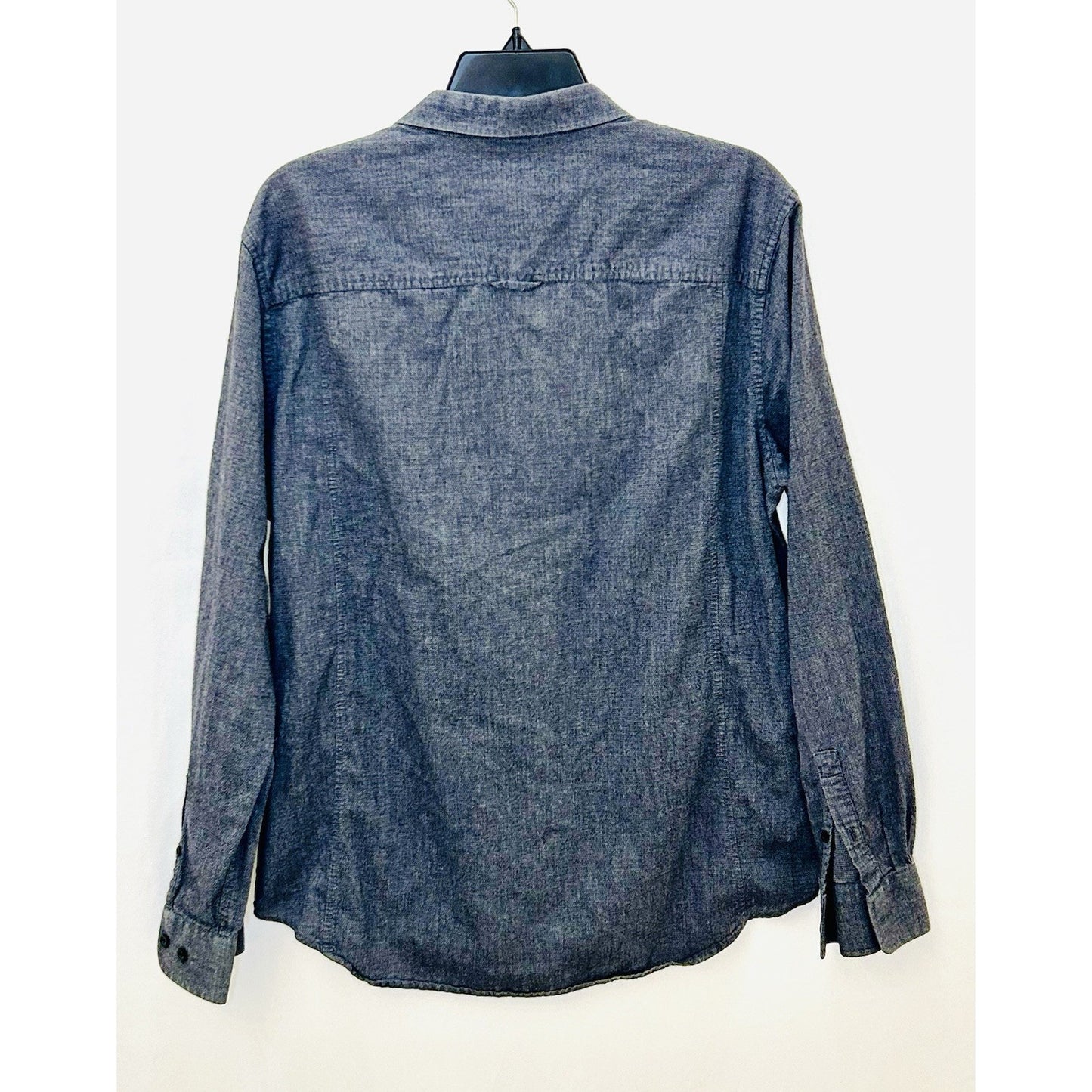 Kenneth Cole New York Men's Large Embroidered Button Up Shirt Gray Cotton