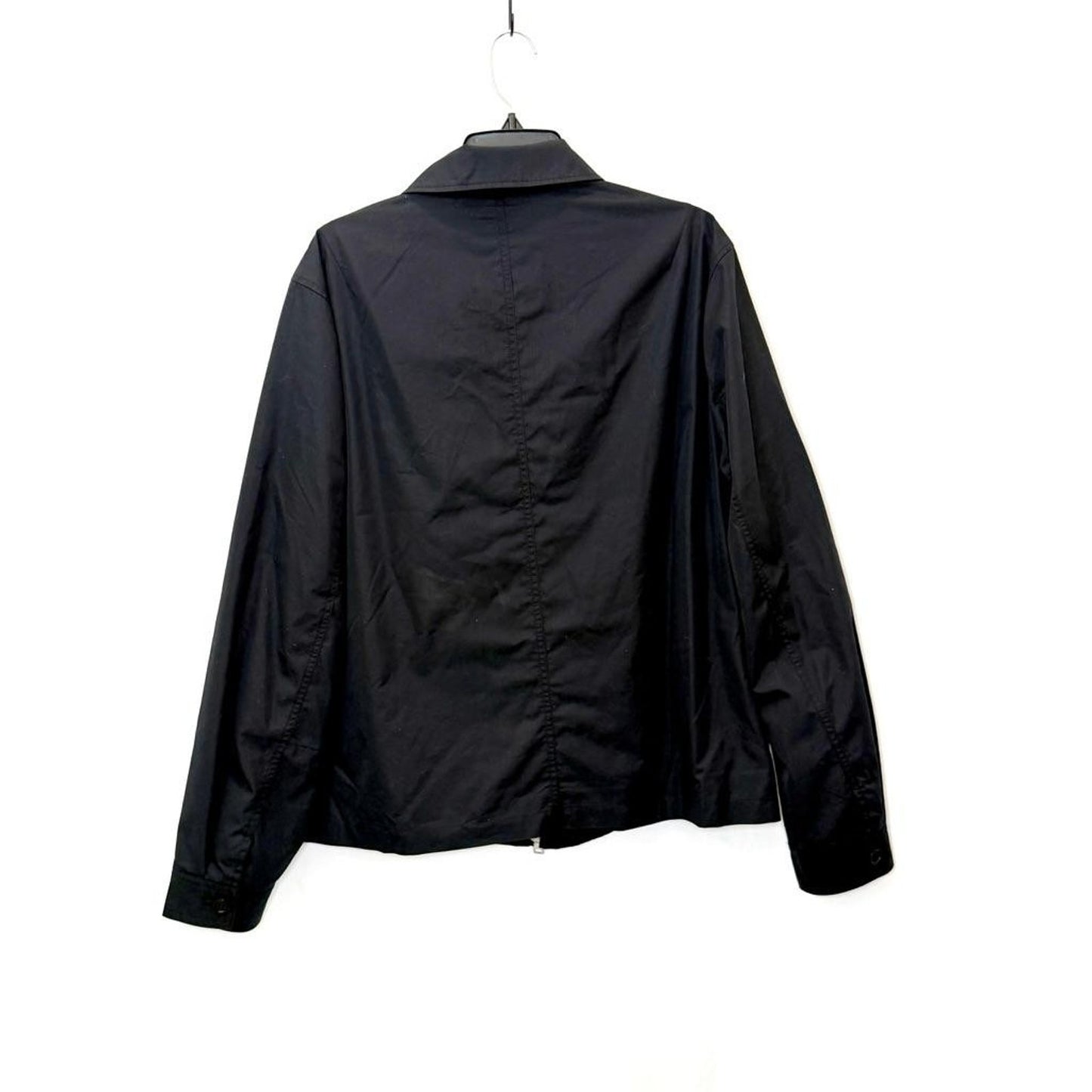 AllSaints Trey Jacket Mens XL Jet Black Cotton Blend Full Zip Harrington Coat