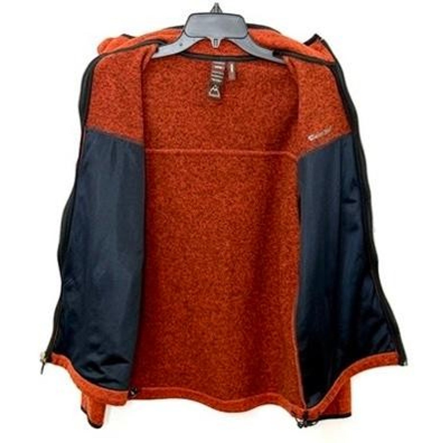 Avalanche Outdoor Supply Fleece Jacket Mens Medium Orange Knit Full Zip Thermal