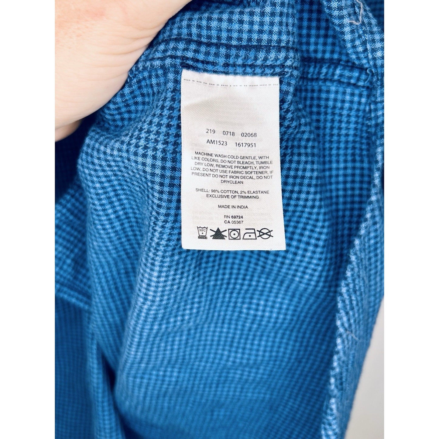 COLUMBIA SPORTSWEAR CO. Mens Size M Blue Plaid Flannel Shirt Cotton/Stretch