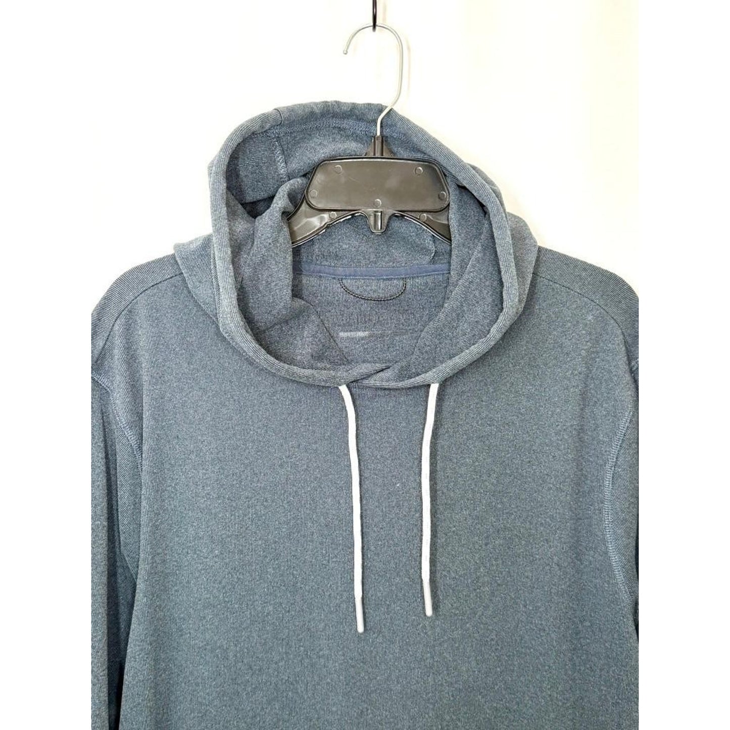 Avalanche Outdoor Supply Hoodie Mens Large Blue Ribbed Knit Pullover Sweatshirt