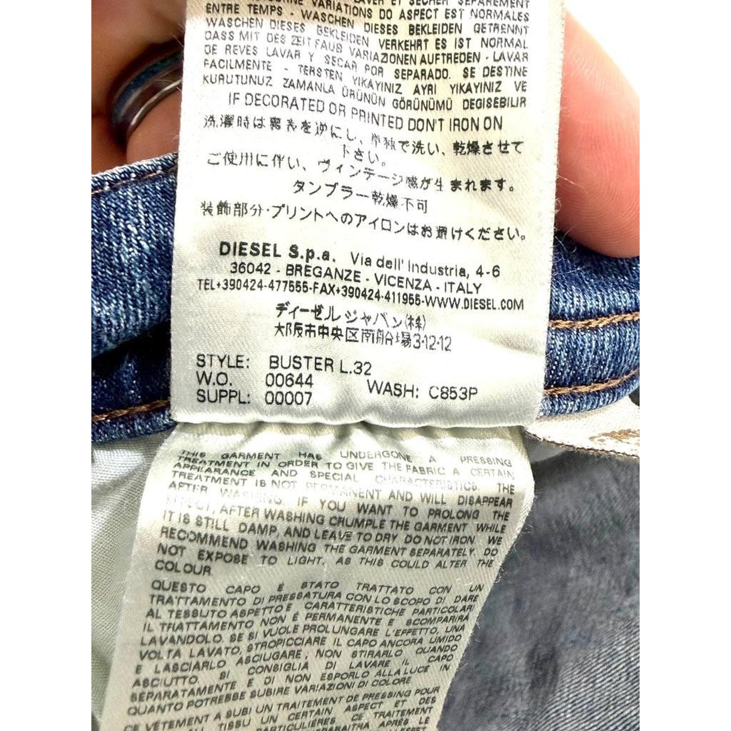 Diesel Buster Slim Tapered Jeans Mens 36x32 Blue Stretch Denim Wash C853P