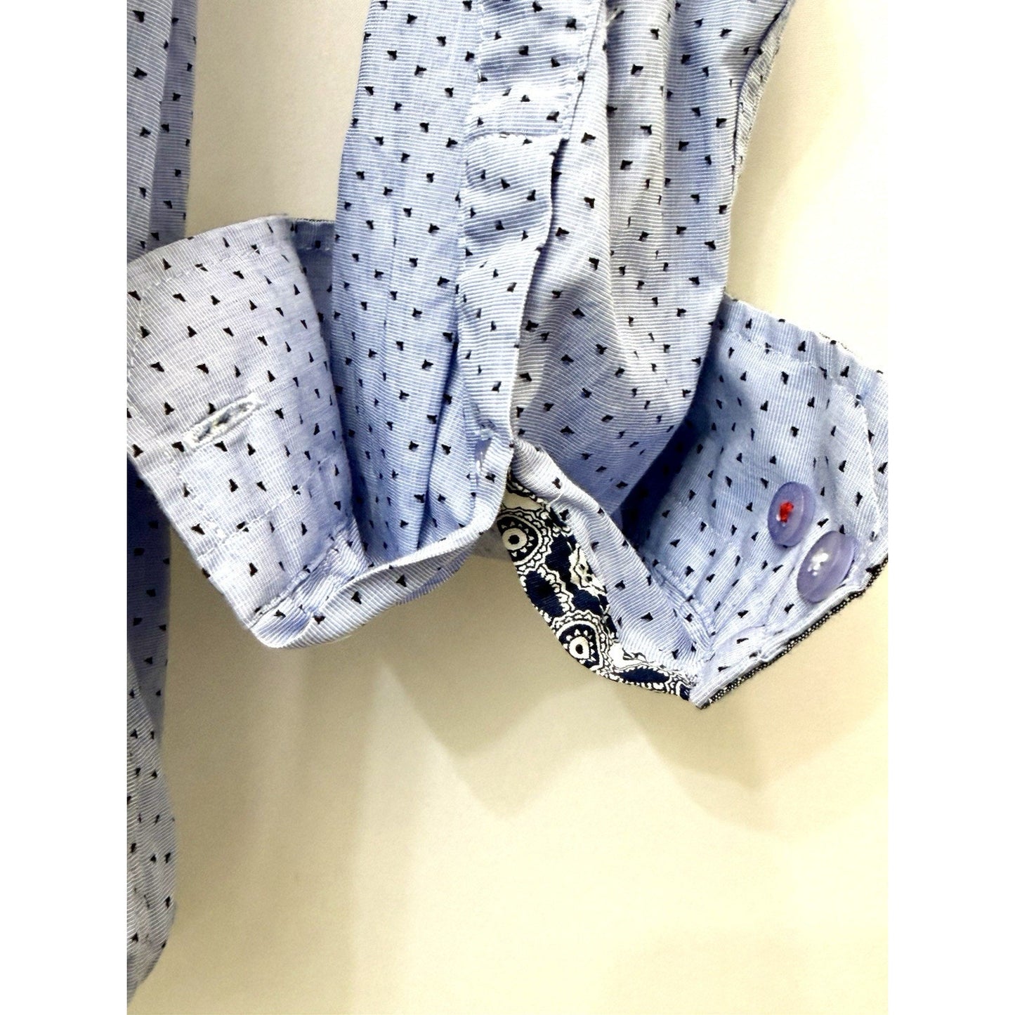 Steel & Jelly London Mens XL Flip Cuff Long Sleeve Button Front Dress Shirt Blue