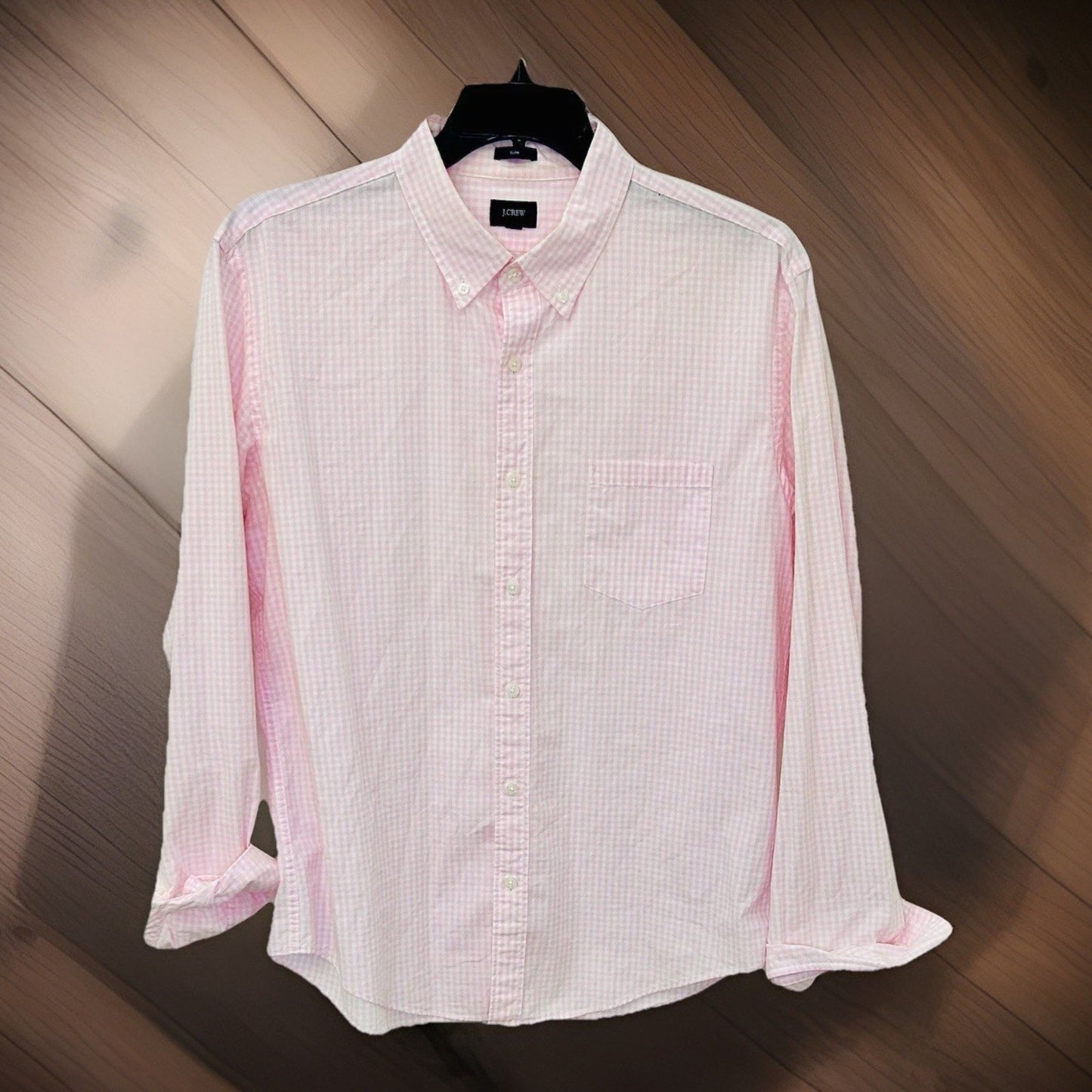 J.Crew Shirt Mens XL Pink Checkered Slim Fit Long Sleeve Button Down Soft