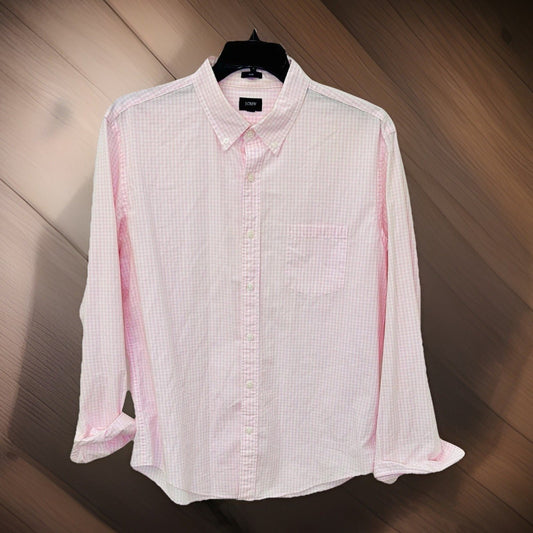 J.Crew Shirt Mens XL Pink Checkered Slim Fit Long Sleeve Button Down Soft