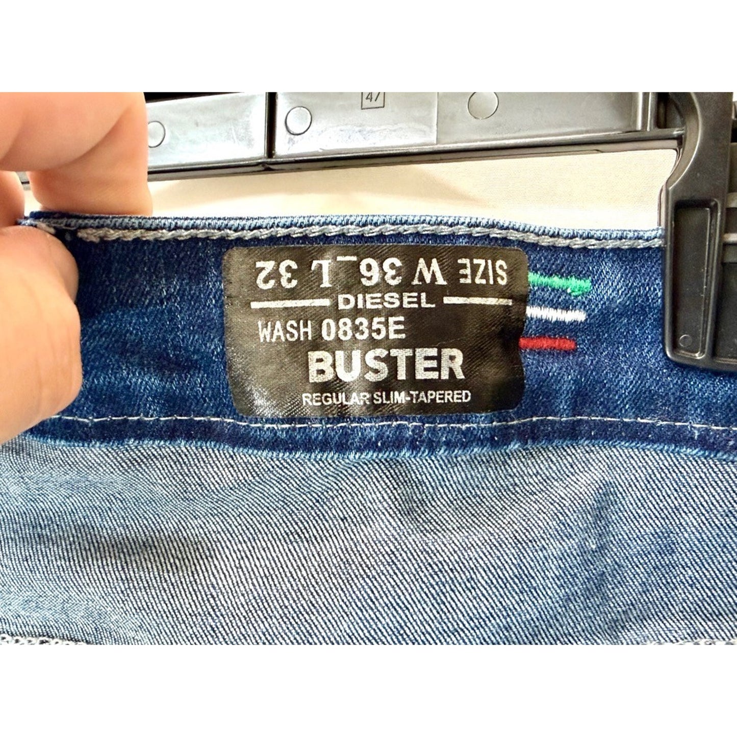 Diesel Buster Jeans Mens 36x32 Blue Denim Regular Slim Tapered Made in Italy