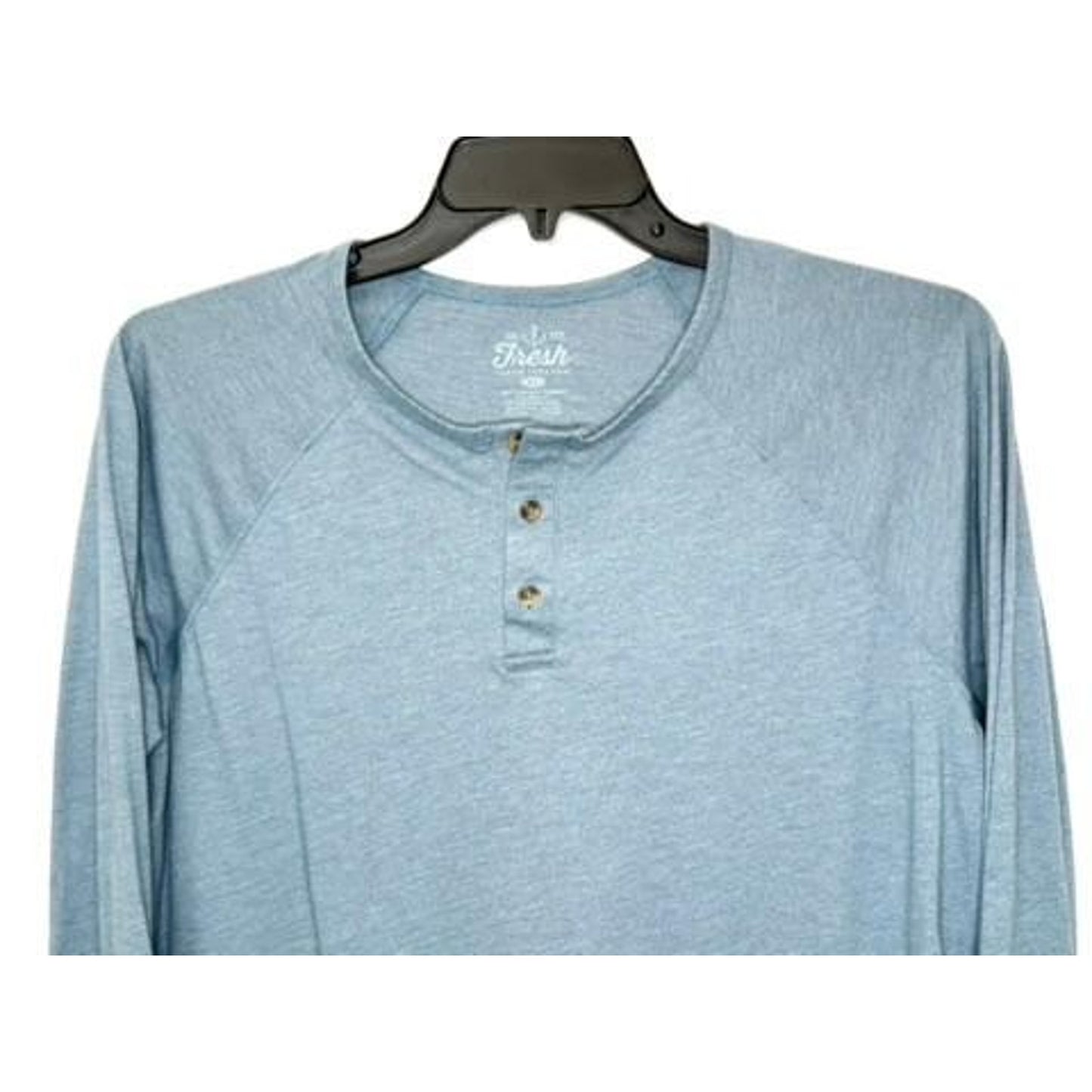 Fresh Clean Tees Henley Shirt Mens XL Blue Long Sleeve Raglan Tri-Blend