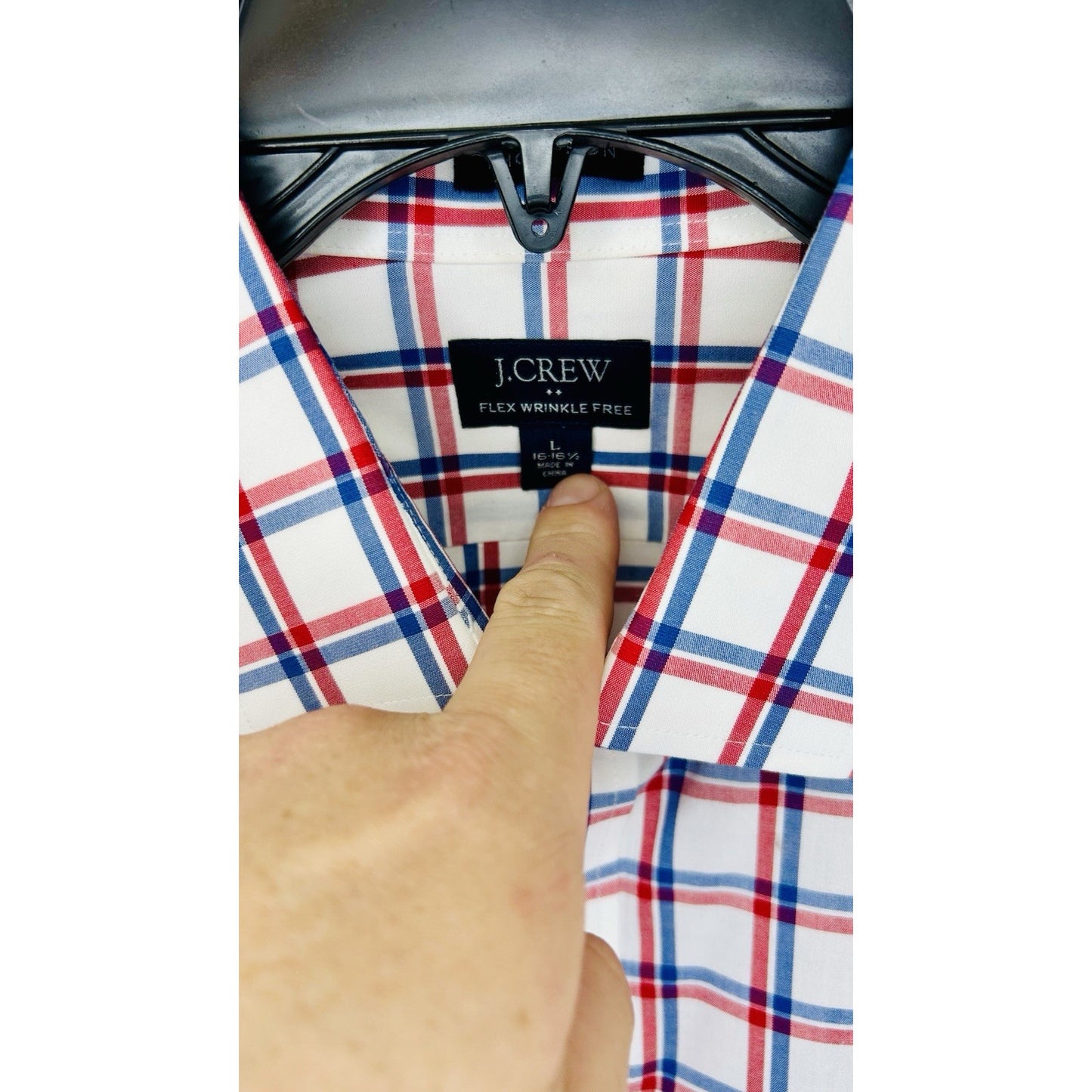 J.Crew Flex Wrinkle Free / Red/Blue Checkered Button Up / Men’s Large 16-16 1/2