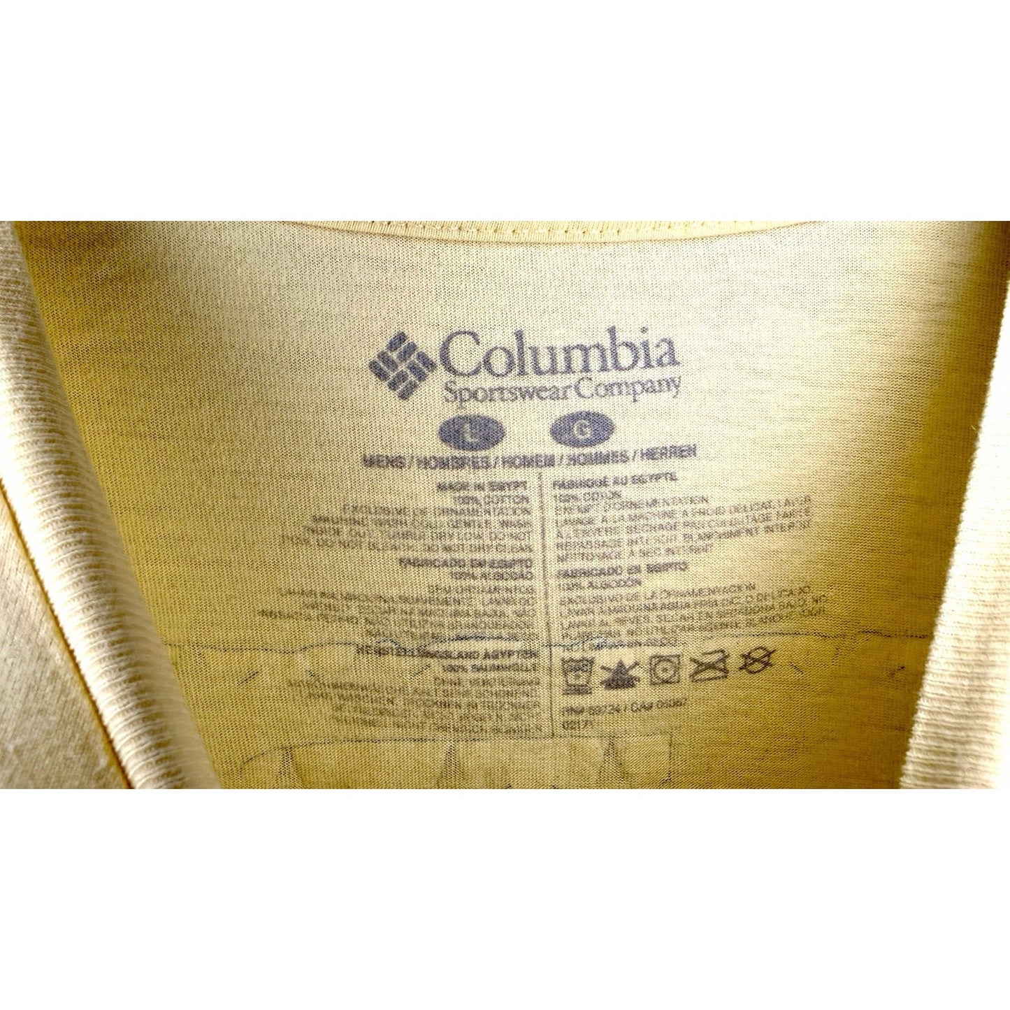 Columbia Sportswear PFG Crew Neck Fishing T-Shirt Yellow Cotton Men’s Large L
