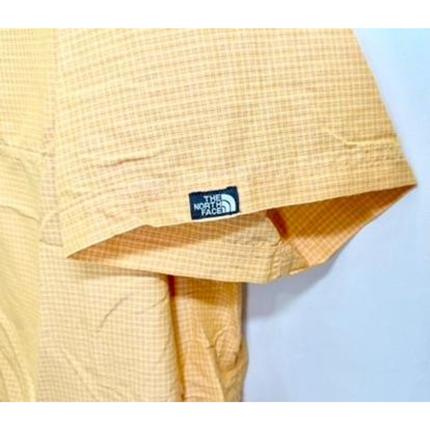 The North Face Shirt Mens Large Yellow Plaid Short Sleeve Hiking Button Up