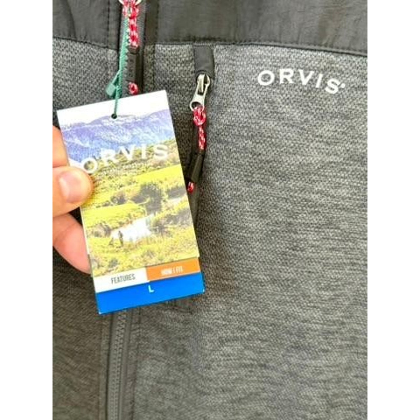 Orvis Bonded Mesh Full Zip Jacket Mens Large Phantom Black Fleece Lined NWT