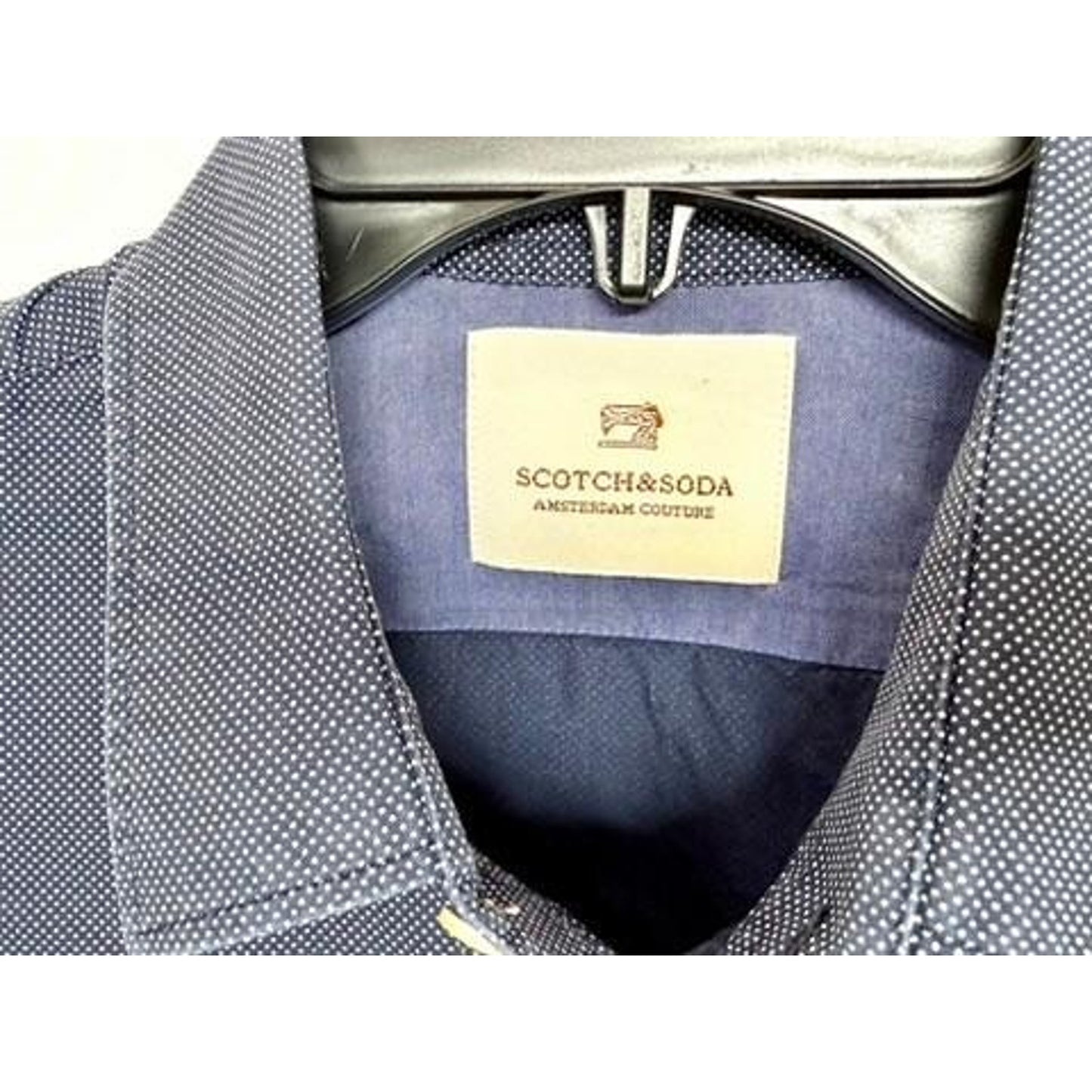 Scotch & Soda Amsterdam Couture Mens Medium Blue Micro Dotted Button Up Shirt
