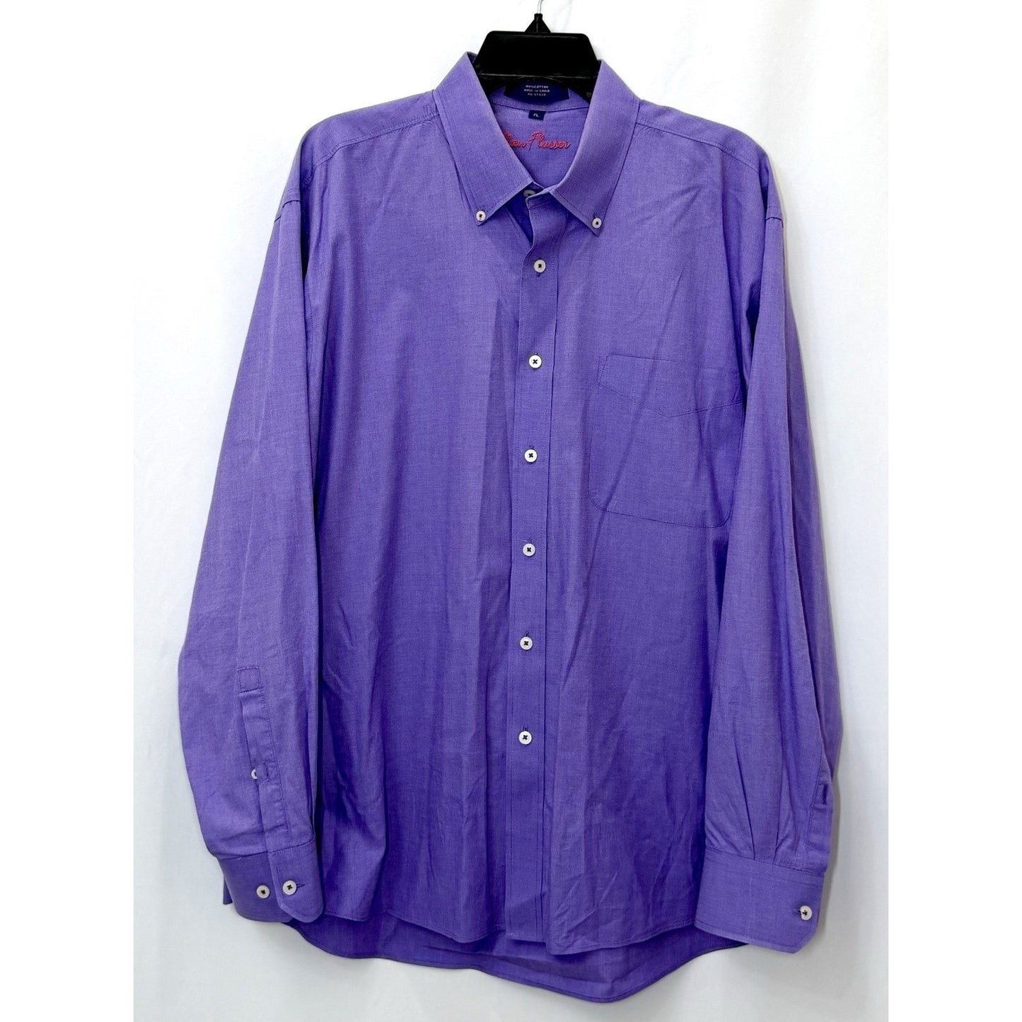 ALAN FLUSSER Shirt Men's Size XL Purple Cotton Long Sleeve Button Up Dress