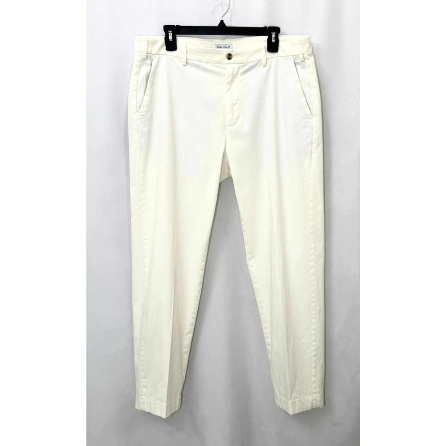 Peter Millar Signature Sateen Pants Mens 36x32 Off White Classic Fit Stretch