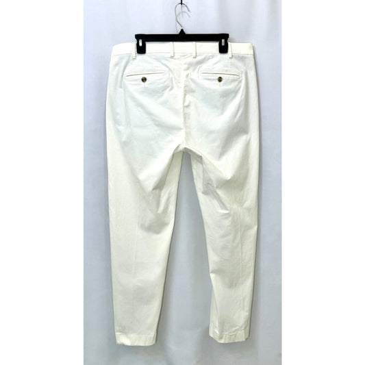 Peter Millar Signature Sateen Pants Mens 36x32 Off White Classic Fit Stretch