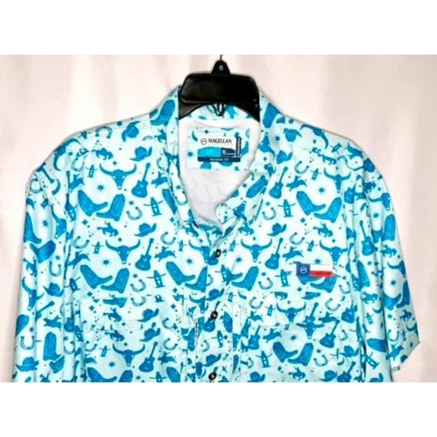 Magellan Outdoors Texas Fish Gear Shirt Mens XL Blue Western Cowboy Fishing NWOT