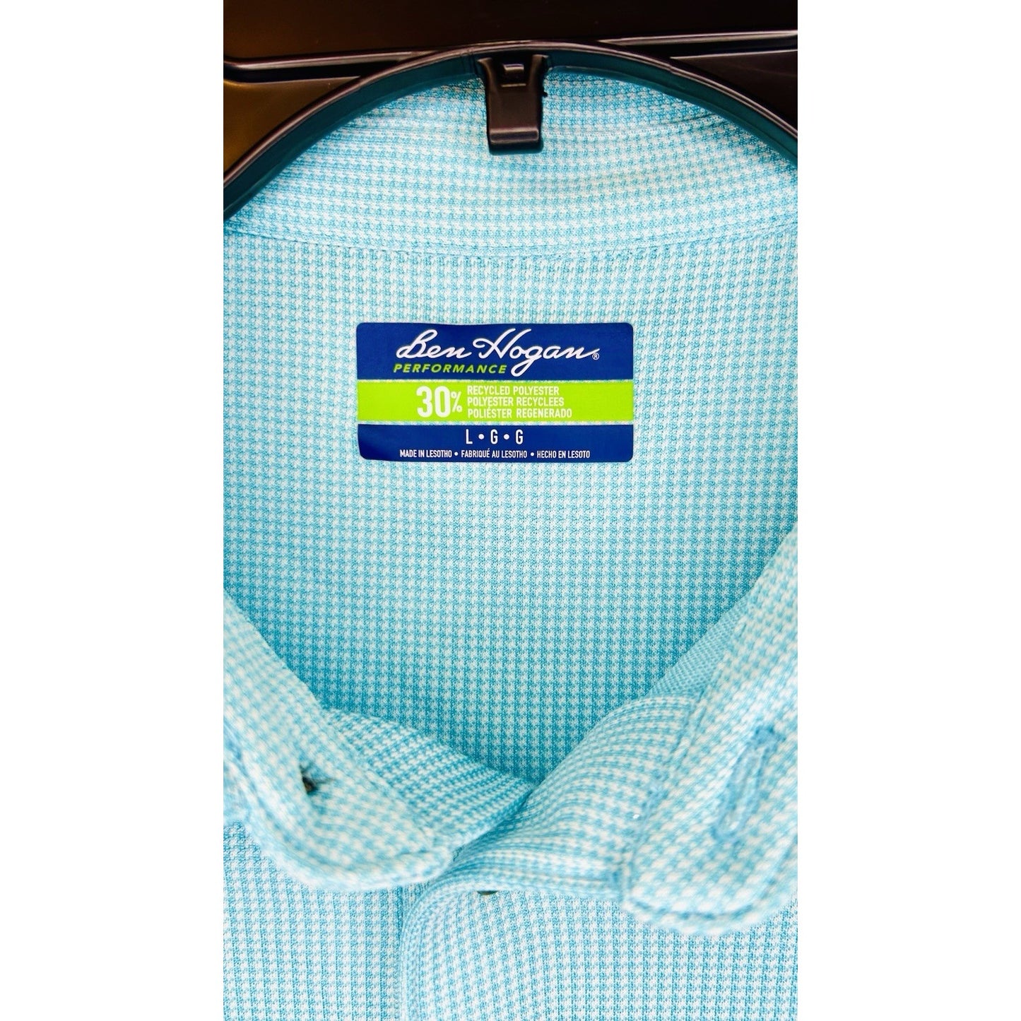 Men's Ben Hogan Performance Blue Short Sleeve Polo Golf Shirt Size L Large
