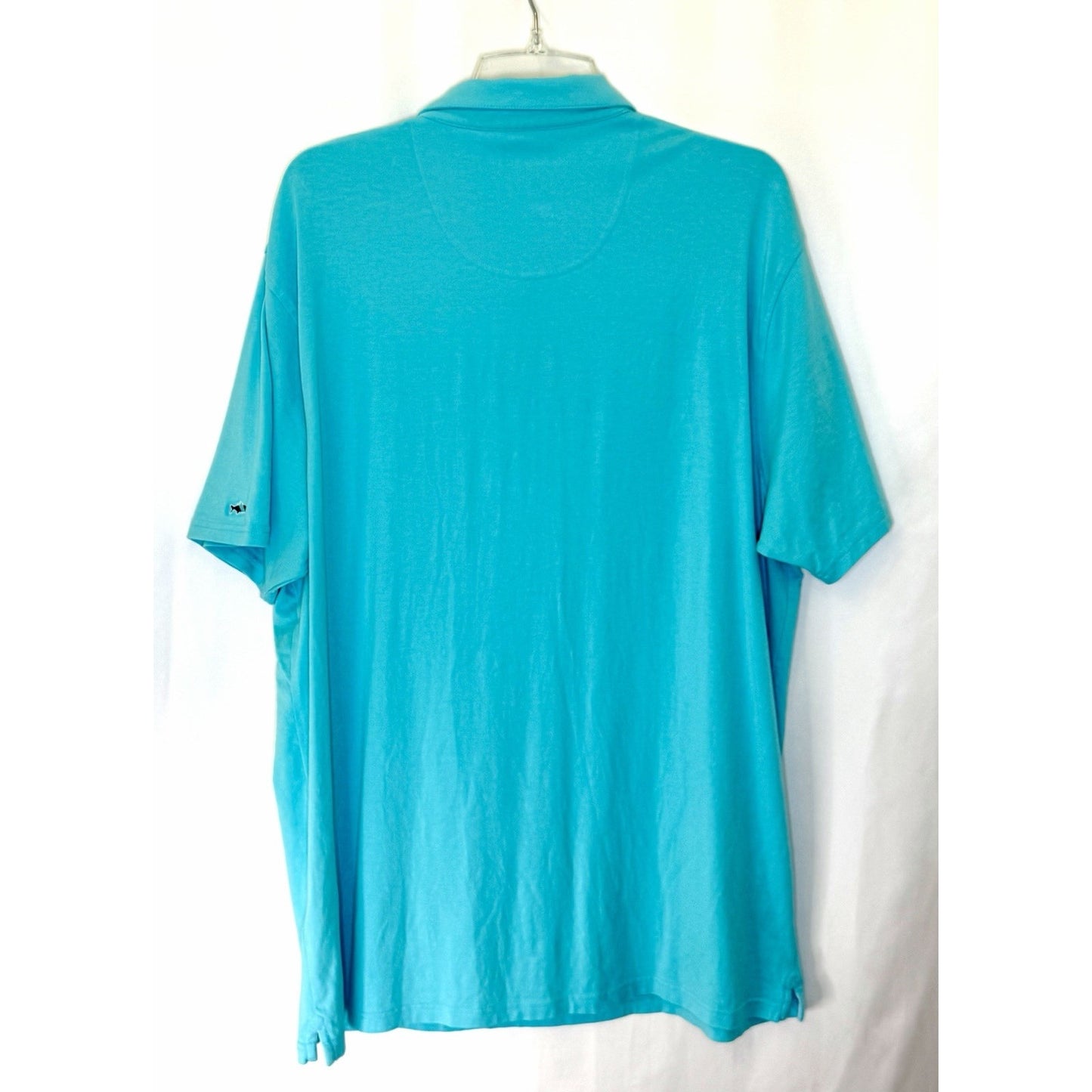 Fish Hippie Shirt Mens Size XXL Aqua Blue Polo Short Sleeve Logo Beach Resort
