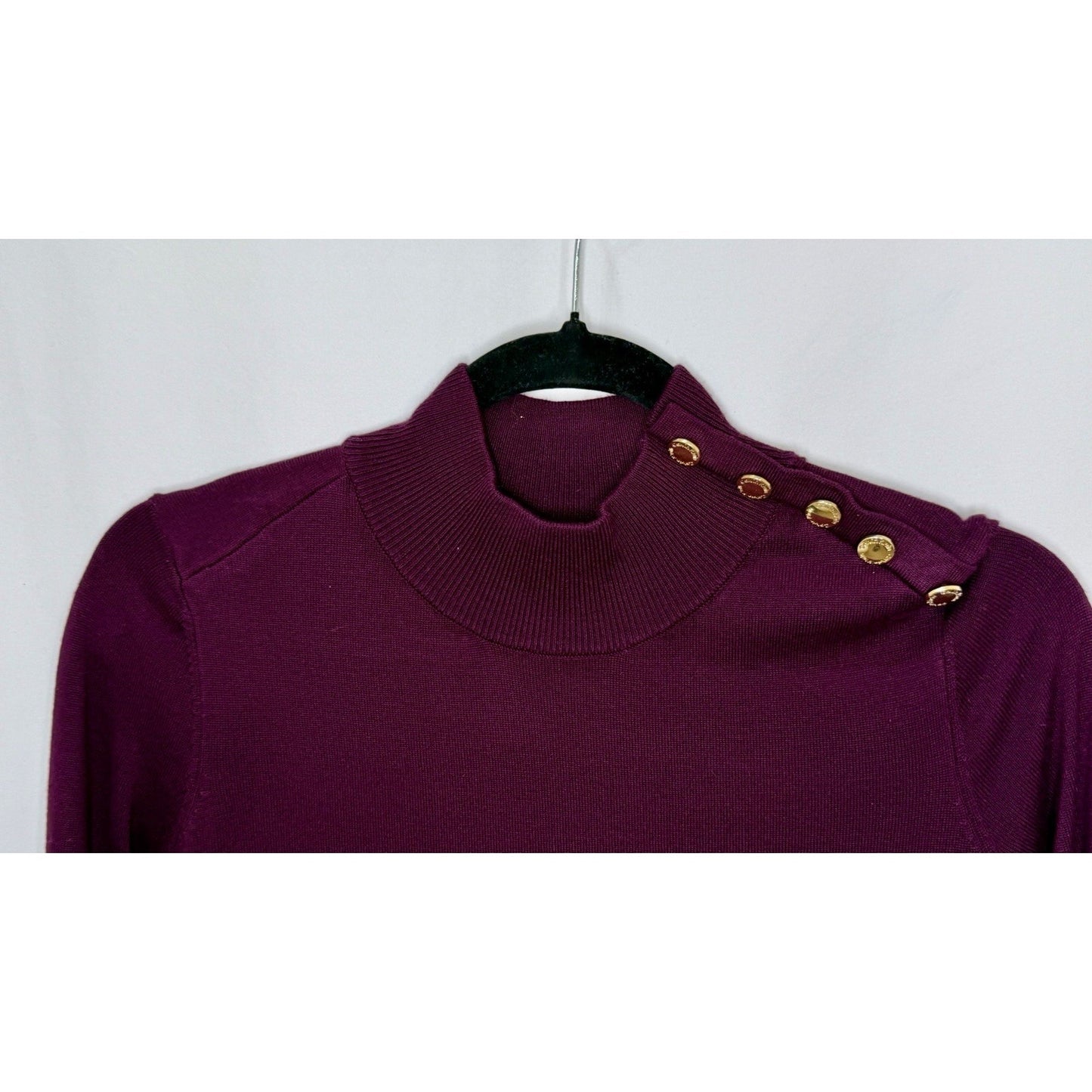 Calvin Klein Womens Plum Knit Pullover Sweater Medium Mock Neck Modern Classic