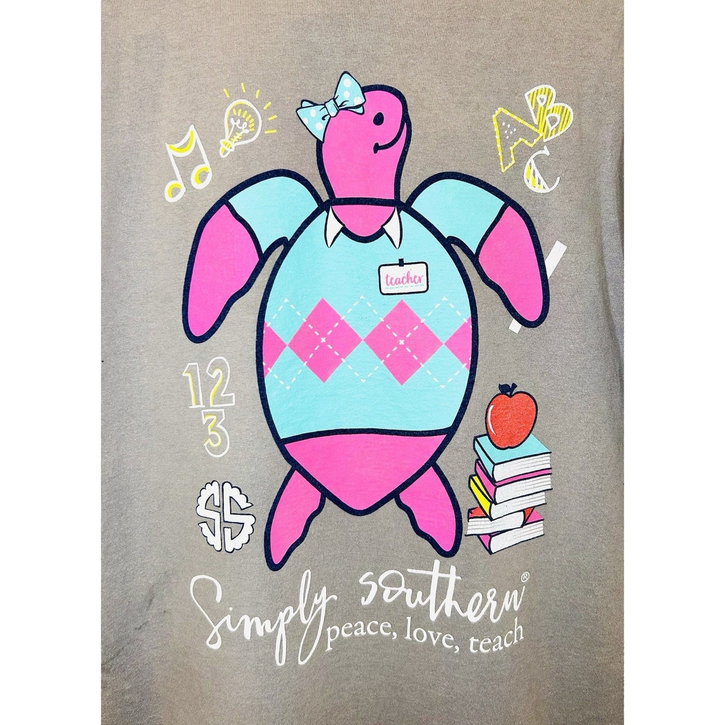 Simply Southern T-Shirt / Women’s Large / Light Brown / Teacher Turtle