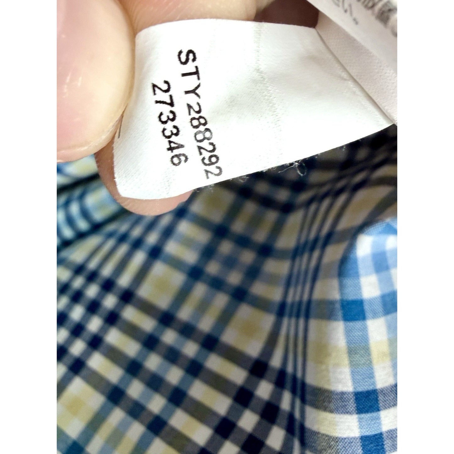 LL Bean Shirt Mens Medium White Blue Yellow Plaid Button Up Long Sleeve Cotton