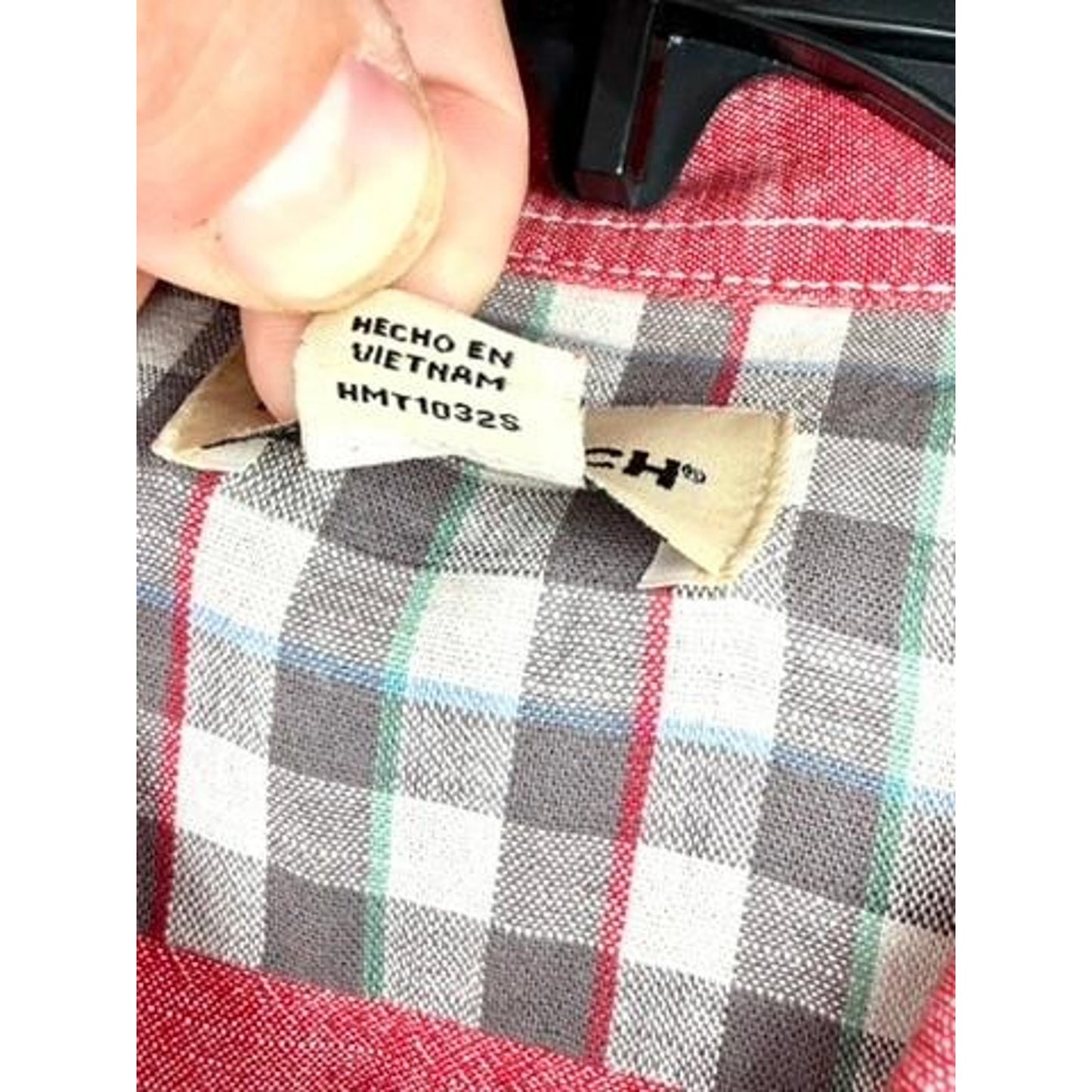 Woolrich Mens Medium Red Cotton Chambray Short Sleeve Button Up Work Shirt