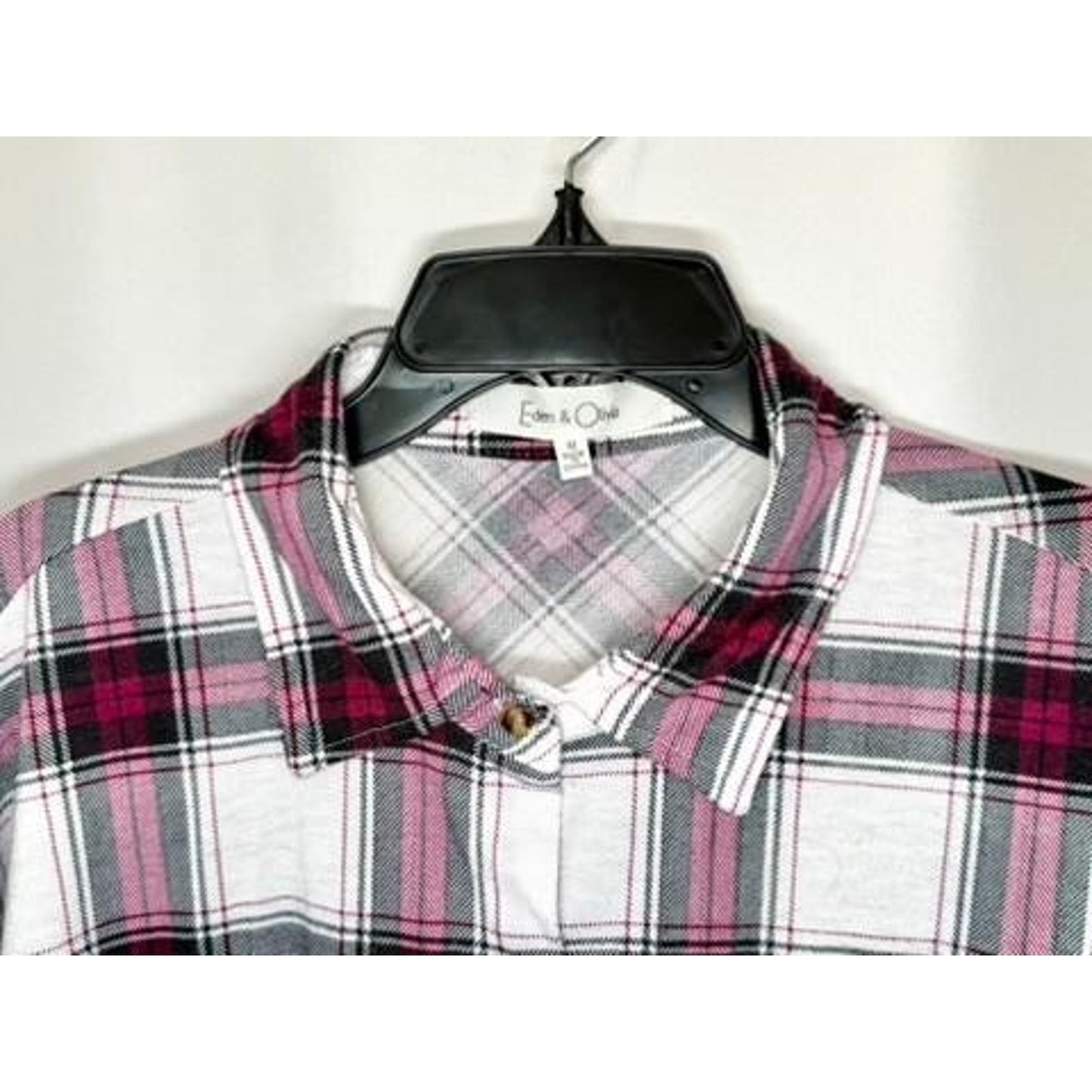 Lot of 2 Womens Plaid Flannel Button Up Shirts Passport L Eden Olivia
