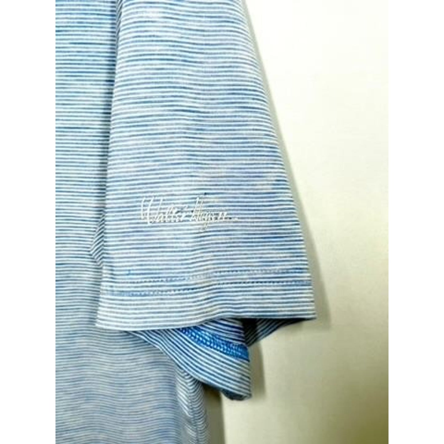 Walter Hagen Golf Polo Shirt Mens Medium Blue White Striped Short Sleeve Spandex