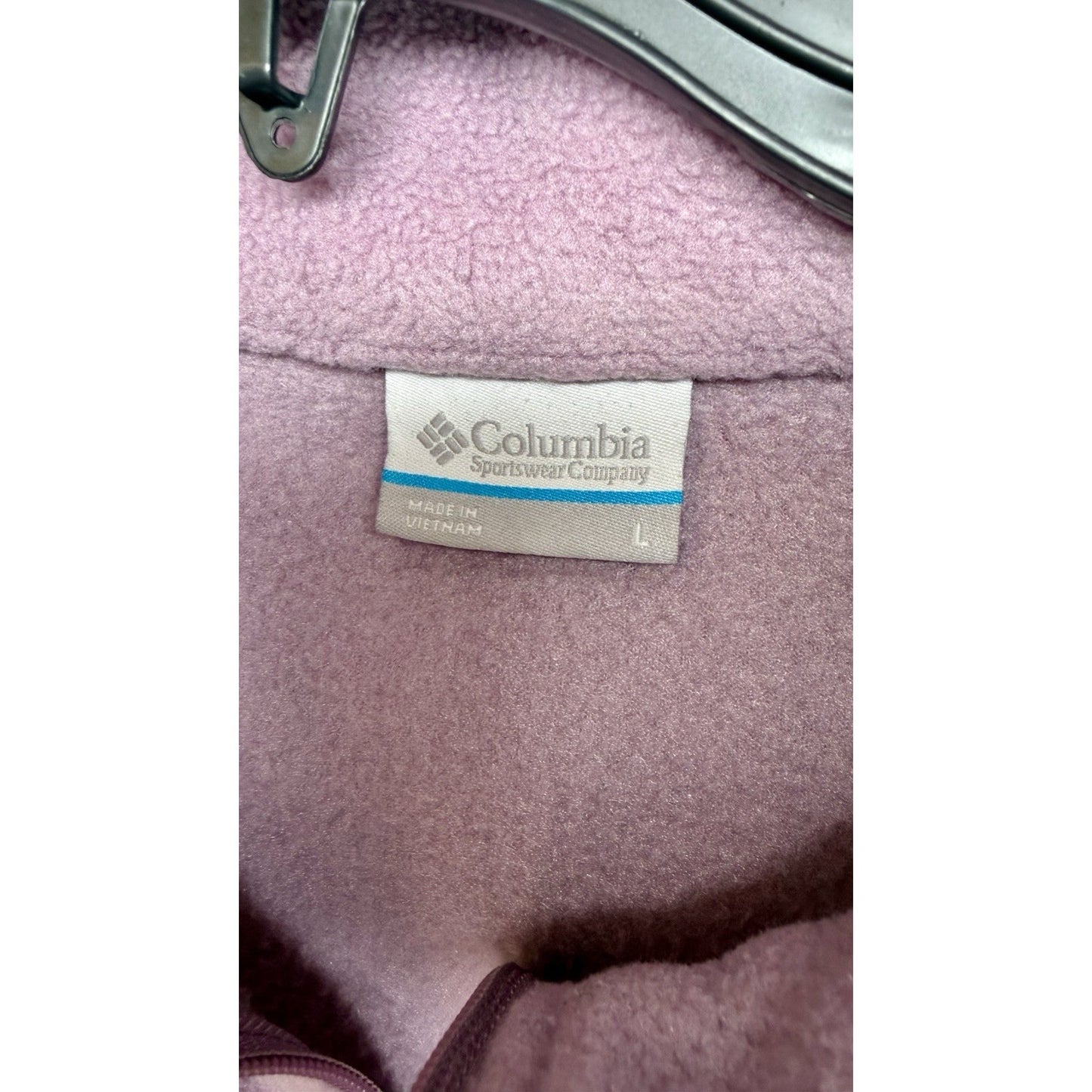 Columbia Women's Gray Polyester Jacket L Full Zip Solid Fleece Pockets Purple