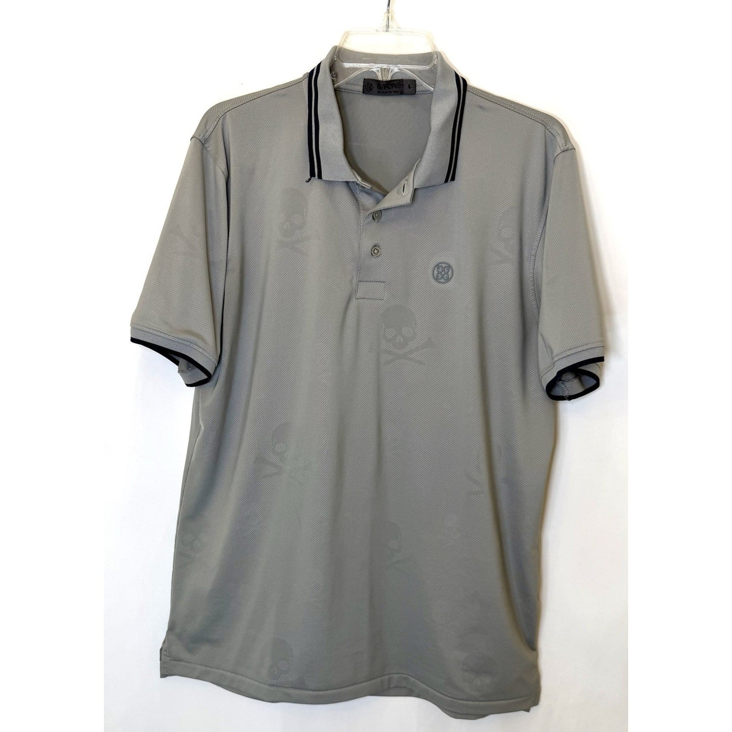 G/FORE Skull & T's Debossed Tech Jersey Golf Polo Size Large In Grey