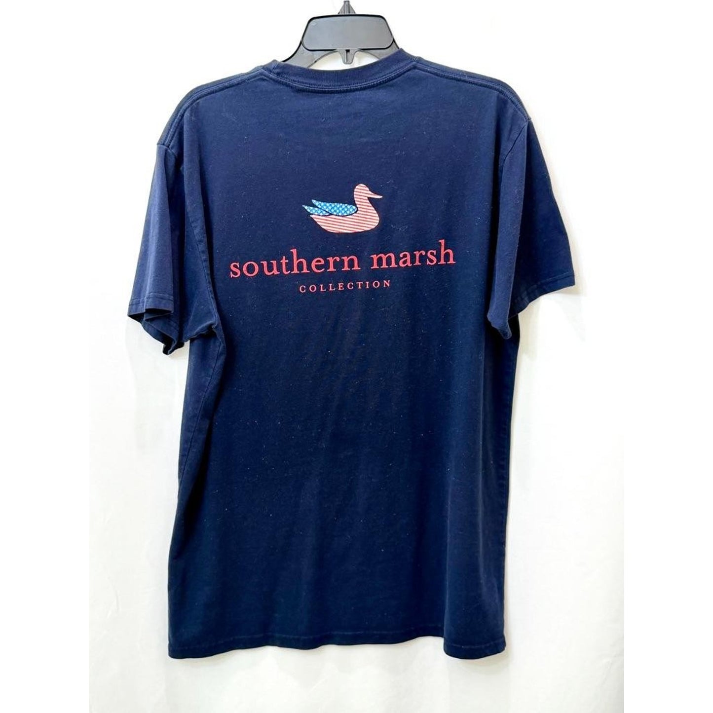 Southern Marsh Collection T-Shirt Mens Large Navy Blue USA Flag Duck Pocket Tee