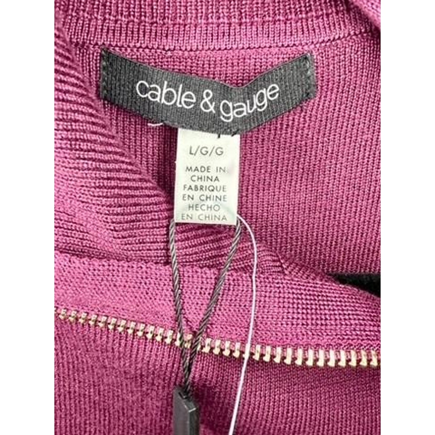 Cable & Gauge Womens Large Cabernet Red Mock Neck Asymmetrical Zip Sweater NWT