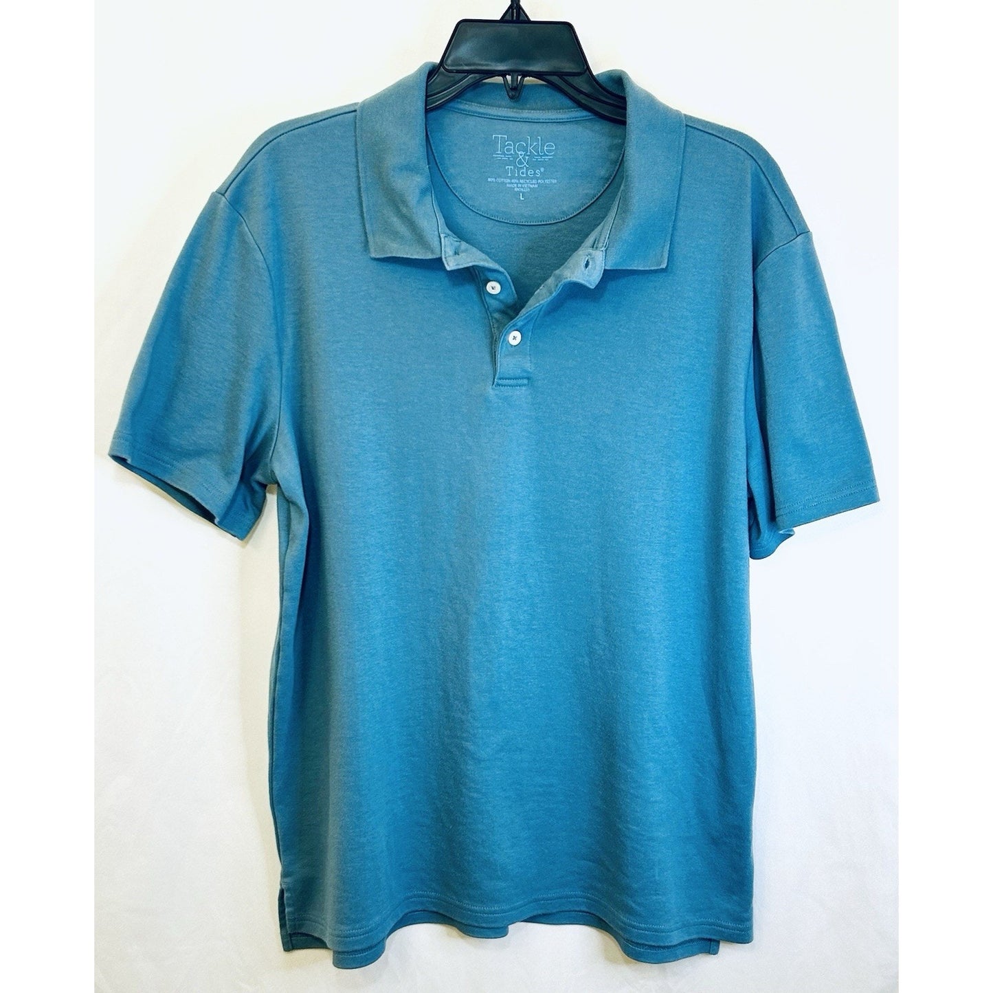 TACKLE & TIDES Mens Ribbed Collar S/S Polo Shirt / Royal Blue / Men’s Large