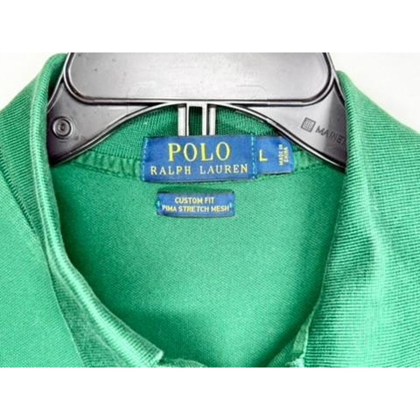 Polo Ralph Lauren Shirt Mens Large Green Custom Fit Pima Stretch Mesh Polo
