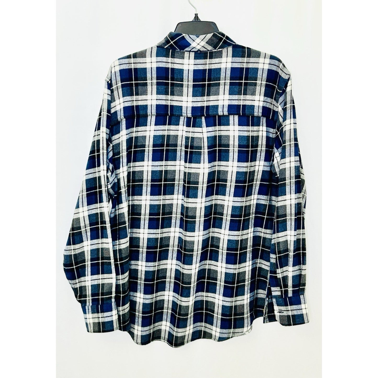Field & Stream Flannel Shirt Mens Large Blue Plaid Button Up Casual Long Sleeve