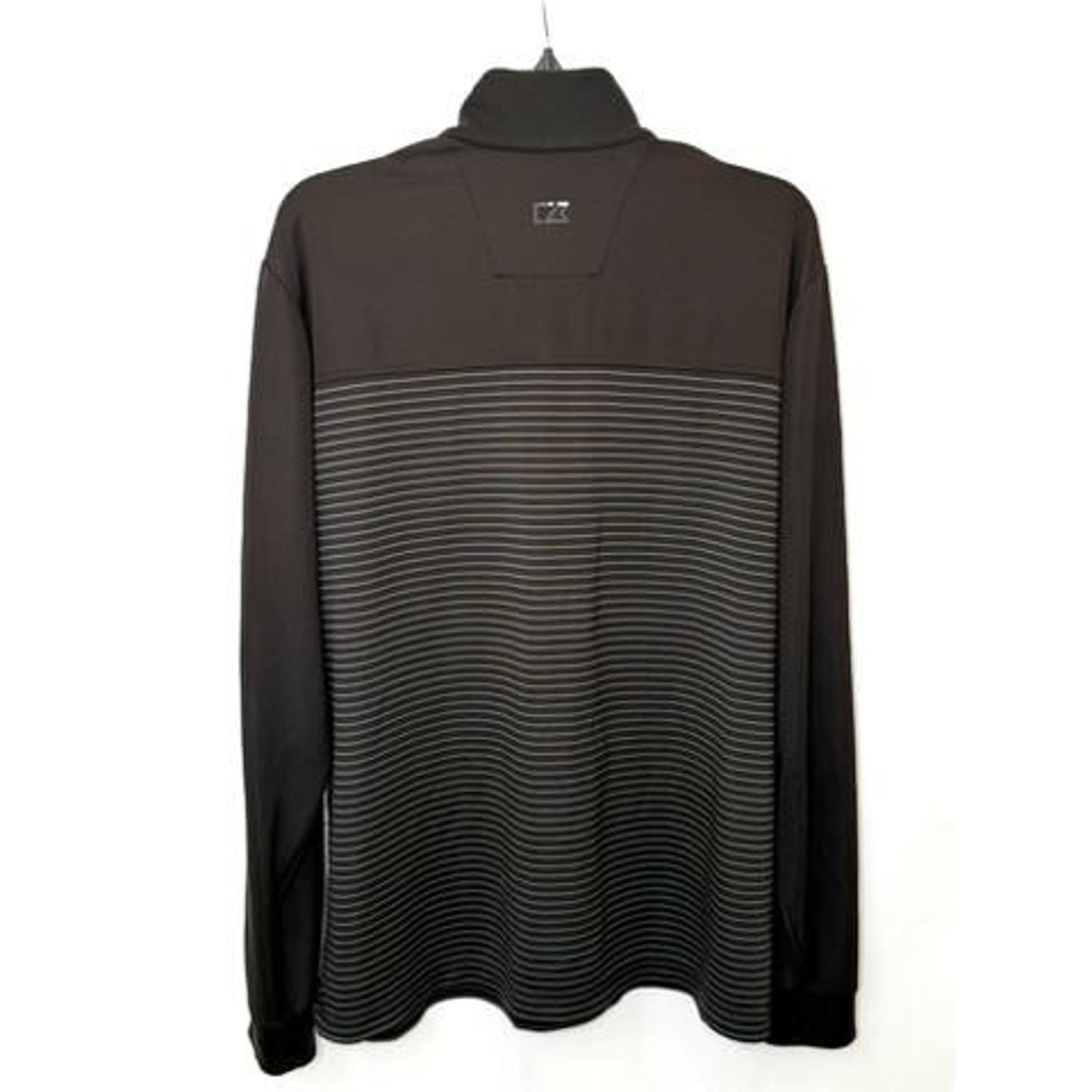 Cutter & Buck Mens Large CB DryTec 1/4 Zip Pullover Black Striped Golf Jacket