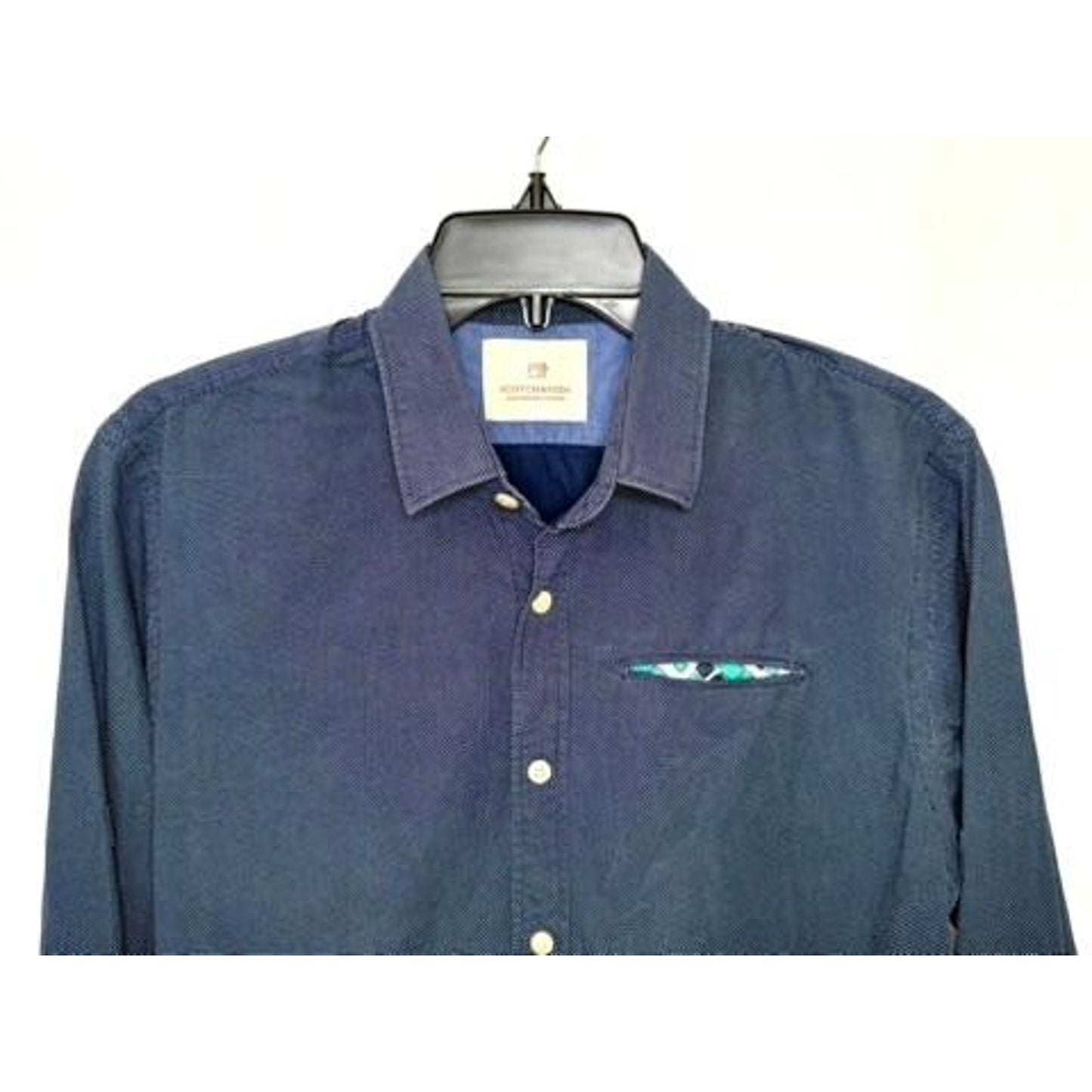 Scotch & Soda Amsterdam Couture Mens Medium Blue Micro Dotted Button Up Shirt