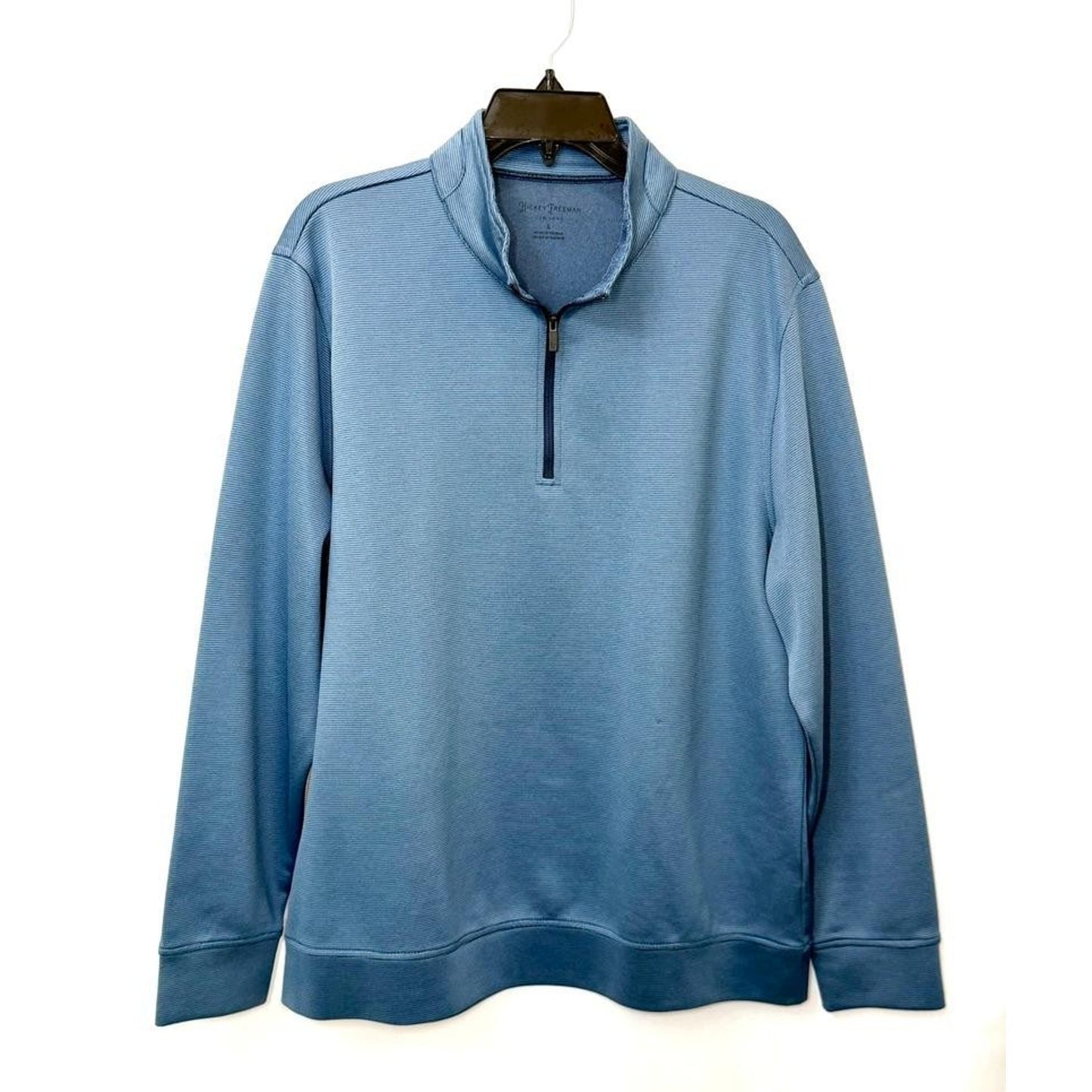 Hickey Freeman Sweater Mens Large Blue Striped 1/4 Zip Pullover Stretch