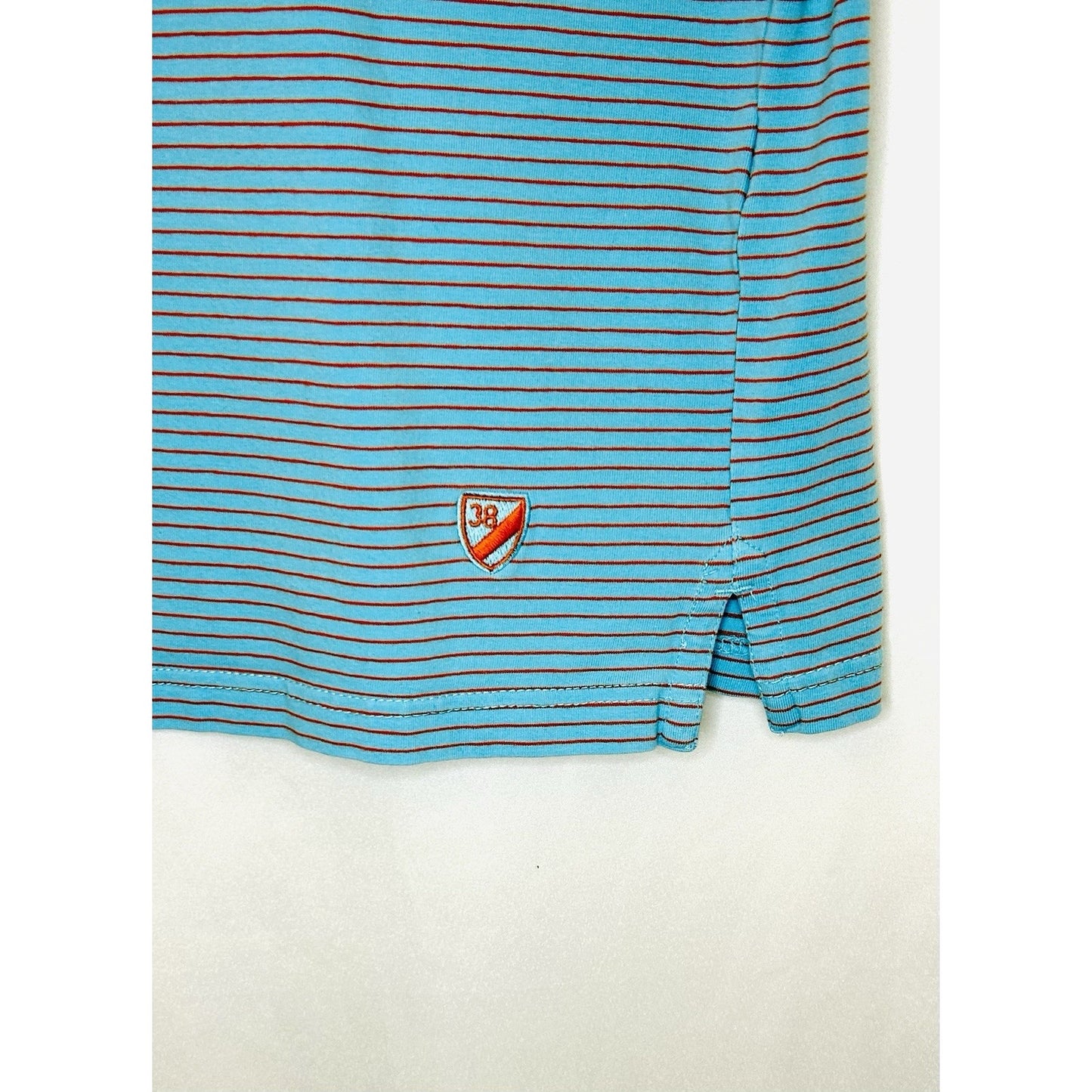 Cremieux Classics Golf Polo Men’s Large Baby Blue/Orange Striped
