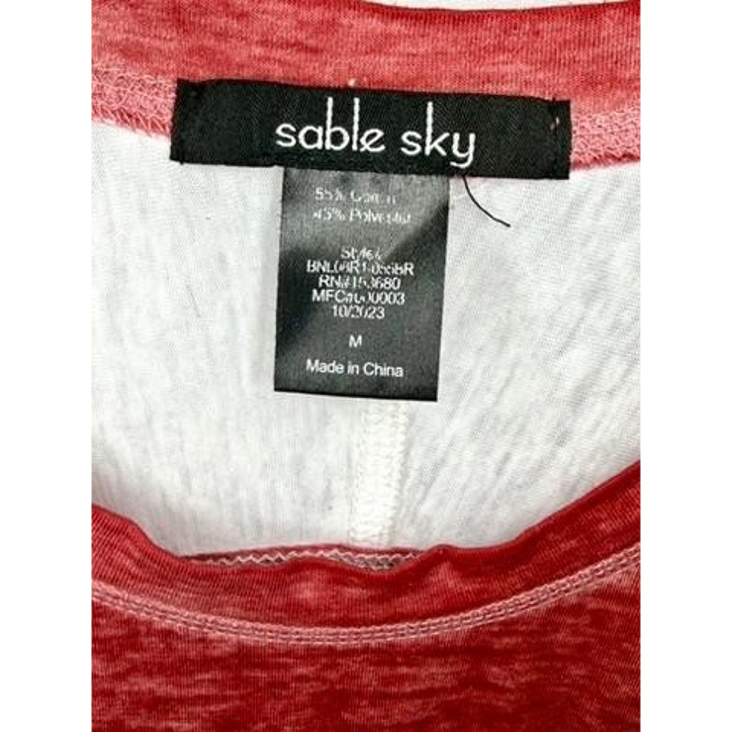 Sable Sky Farmers Market Graphic Tee Womens Medium Red White Raglan T-Shirt