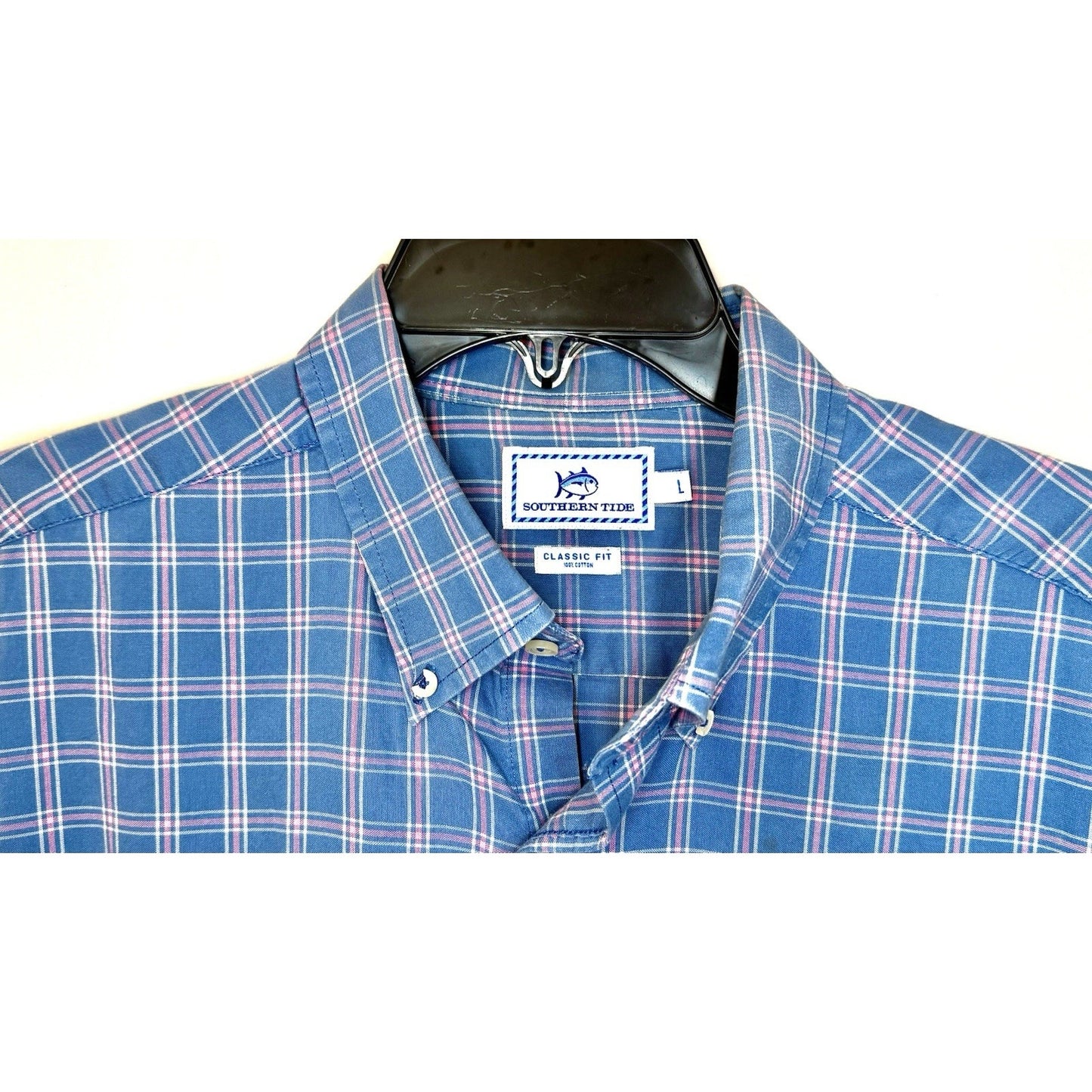 Southern Tide Shirt Mens Large Skipjack Heather Blue Plaid Sport Button Down